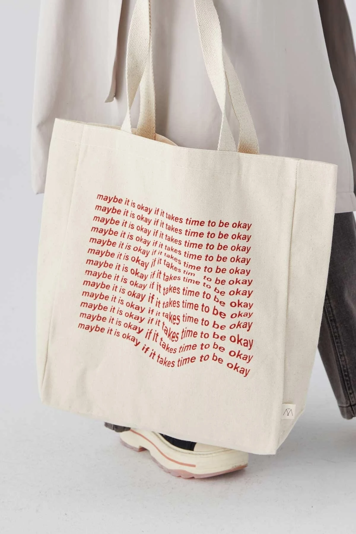 PRINTED BELLOWED CLOTH BAG MAYBE IT IS OKAY PRINTED BELLOWED CLOTH BAG MAYBE IT IS OKAY