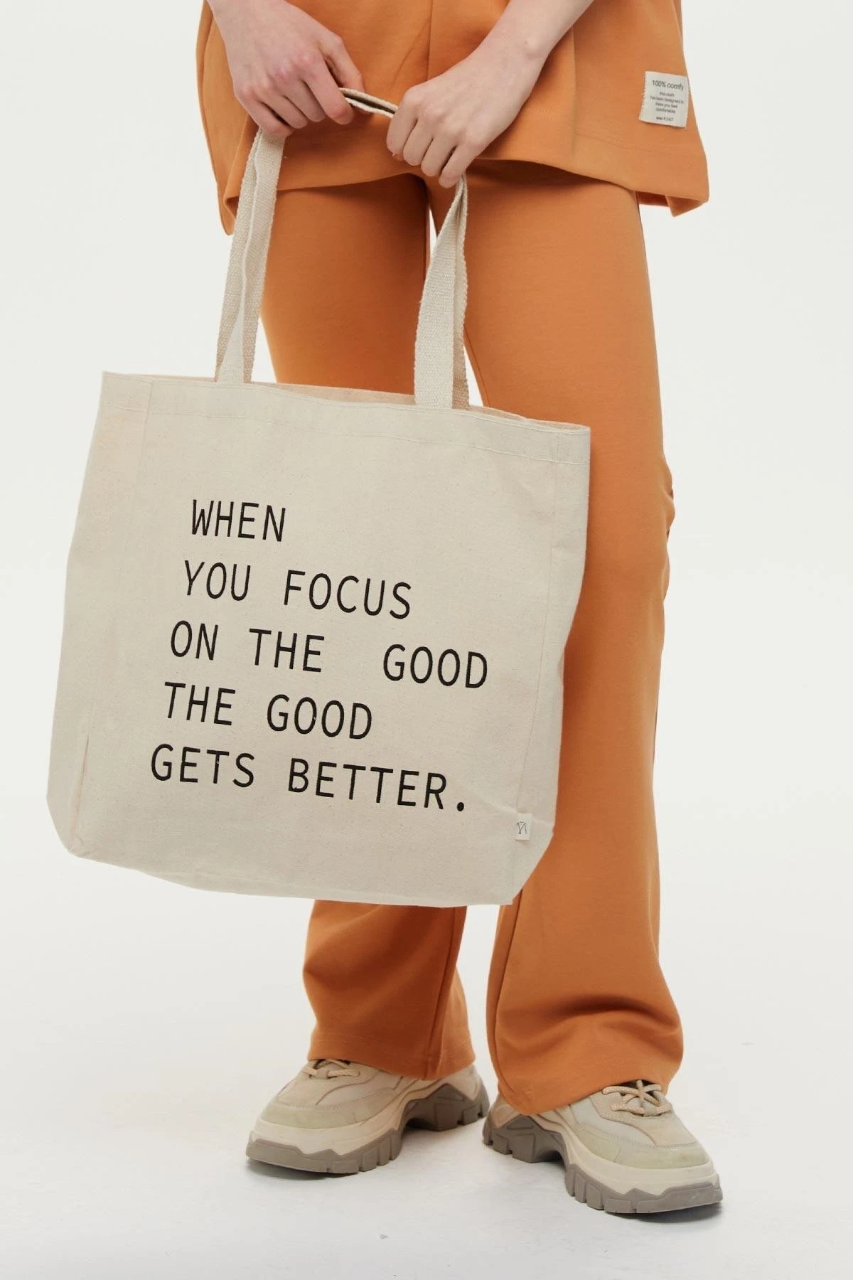 PRINTED BELLOWED CLOTH BAG FOCUS ON THE GOOD PRINTED BELLOWED CLOTH BAG FOCUS ON THE GOOD