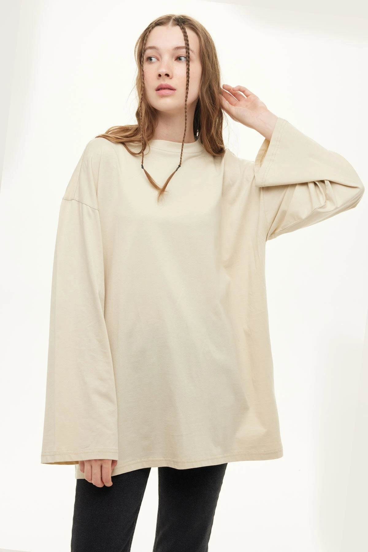 WIDE SLEEVE OVERSIZED TSHIRT BEIGE WIDE SLEEVE OVERSIZED TSHIRT BEIGE