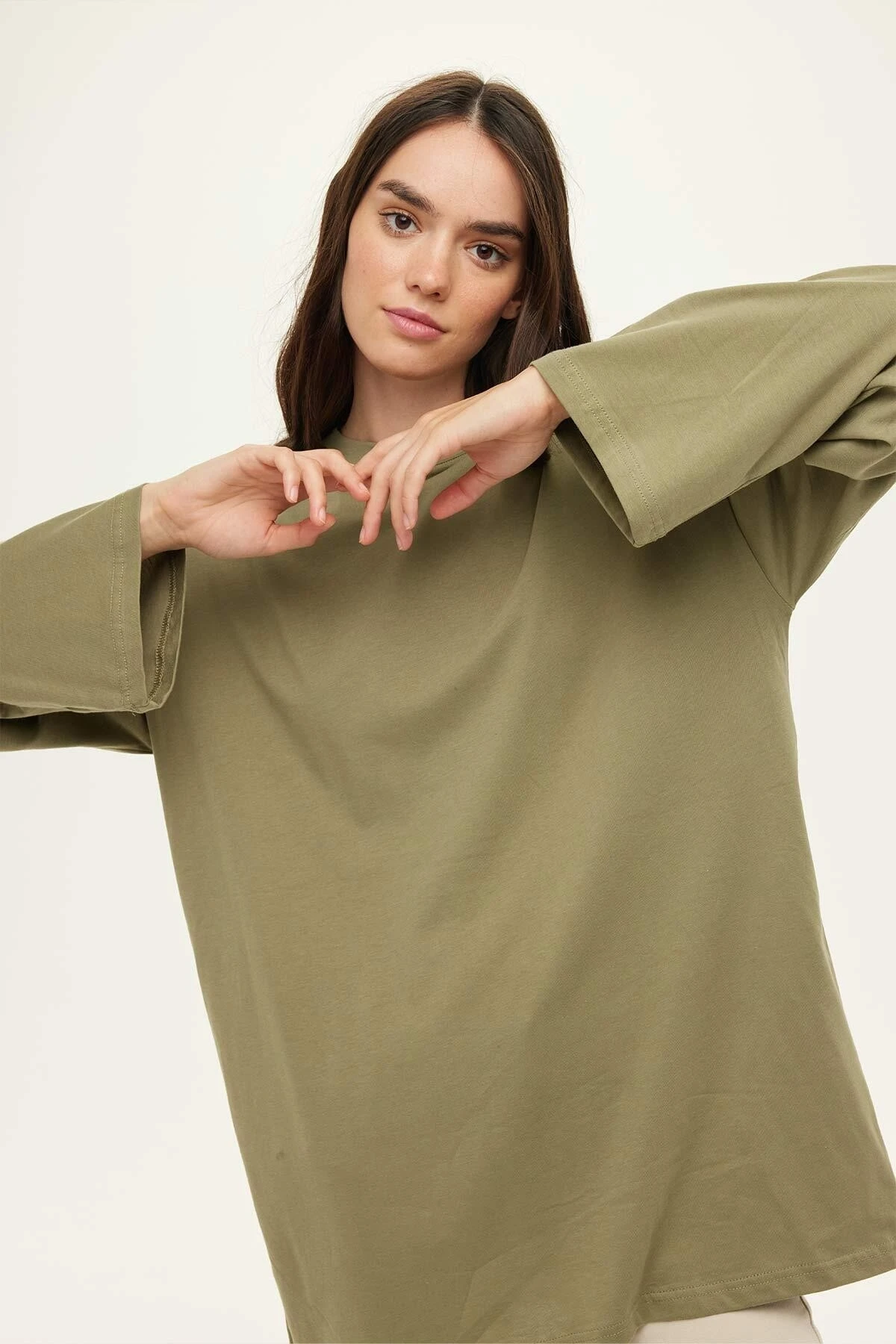 WIDE SLEEVE OVERSIZED TSHIRT LIGHT KHAKI WIDE SLEEVE OVERSIZED TSHIRT LIGHT KHAKI