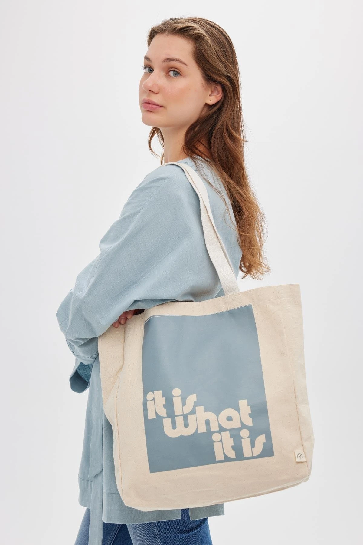 PRINTED BELLOWED CLOTH BAG BLUE PRINTED BELLOWED CLOTH BAG BLUE
