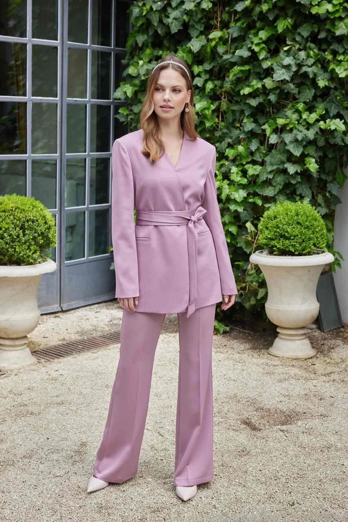 SATIN SPANISH TROUSERS WITH ROSE DRY SATIN SPANISH TROUSERS WITH ROSE DRY