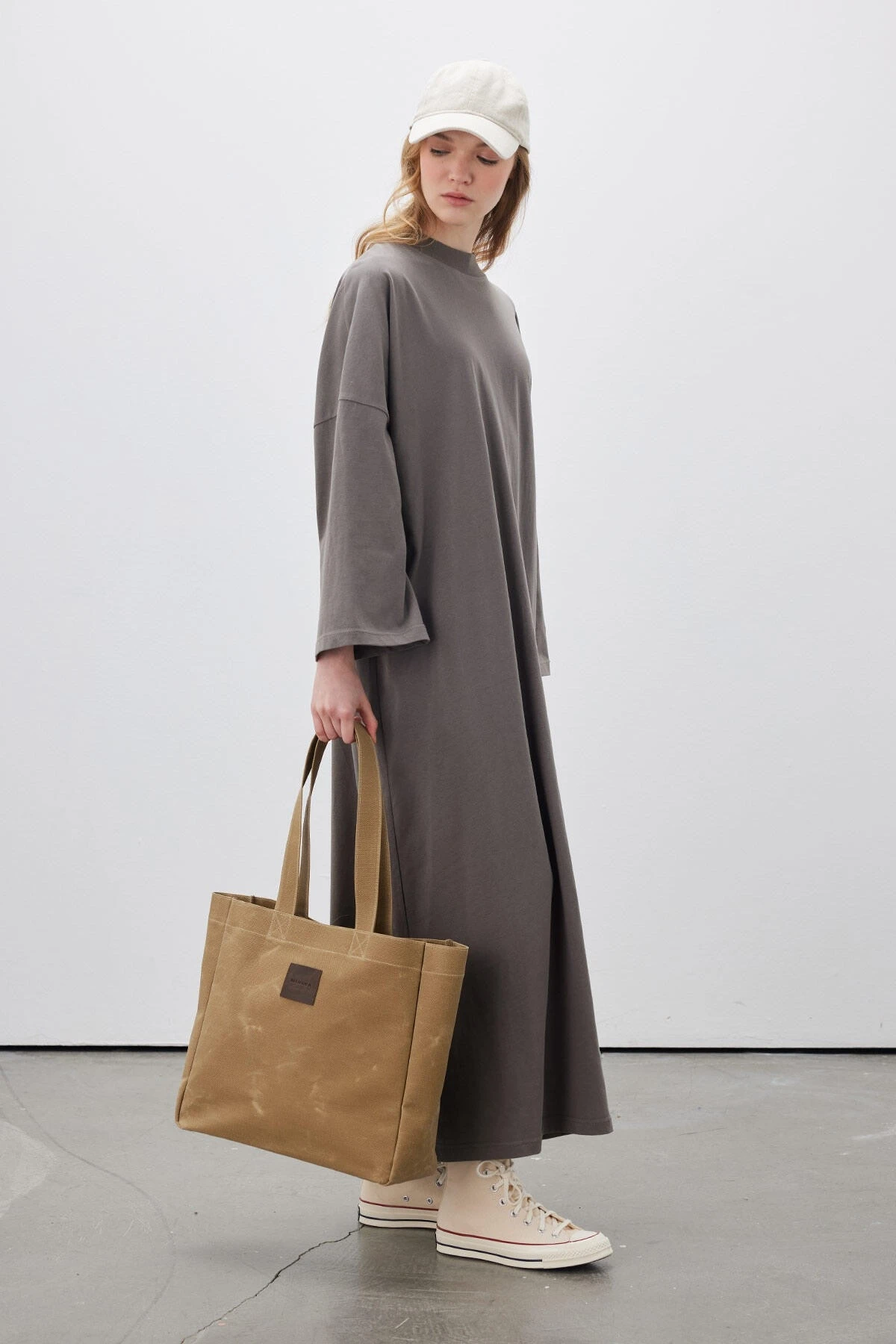 OVERSIZED LONG COMFORTABLE DRESS ANTHRACITE OVERSIZED LONG COMFORTABLE DRESS ANTHRACITE