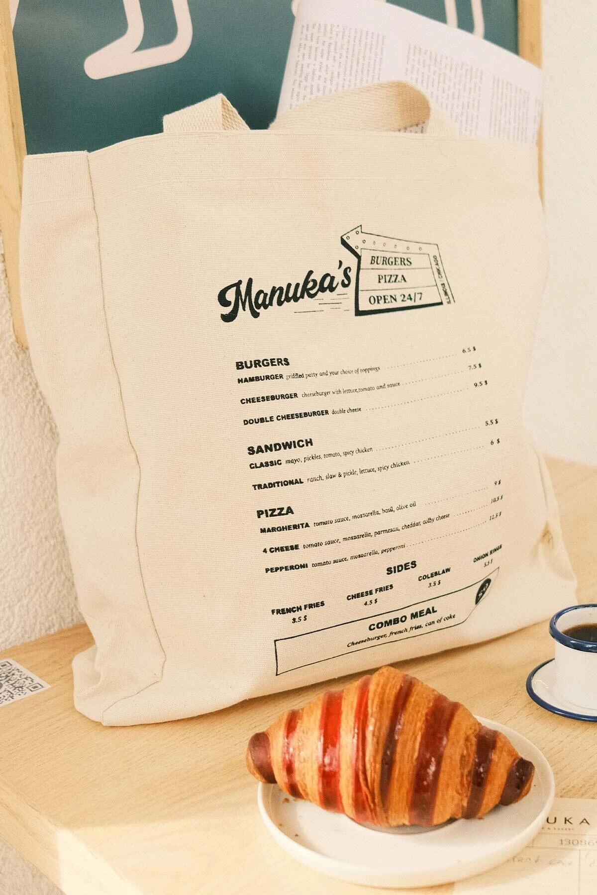 PRINTED BELLOWED CLOTH BAG MANUKA MENU PRINTED BELLOWED CLOTH BAG MANUKA MENU