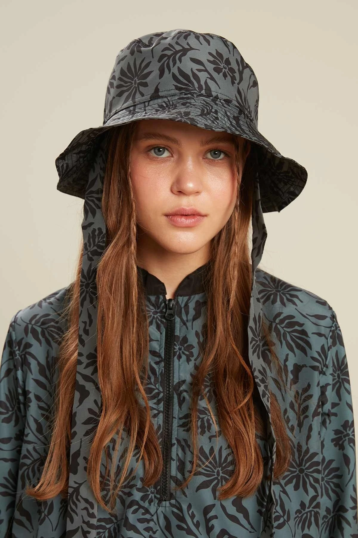 CONNECTED BUCKET HAT FLORAL-GREEN CONNECTED BUCKET HAT FLORAL-GREEN