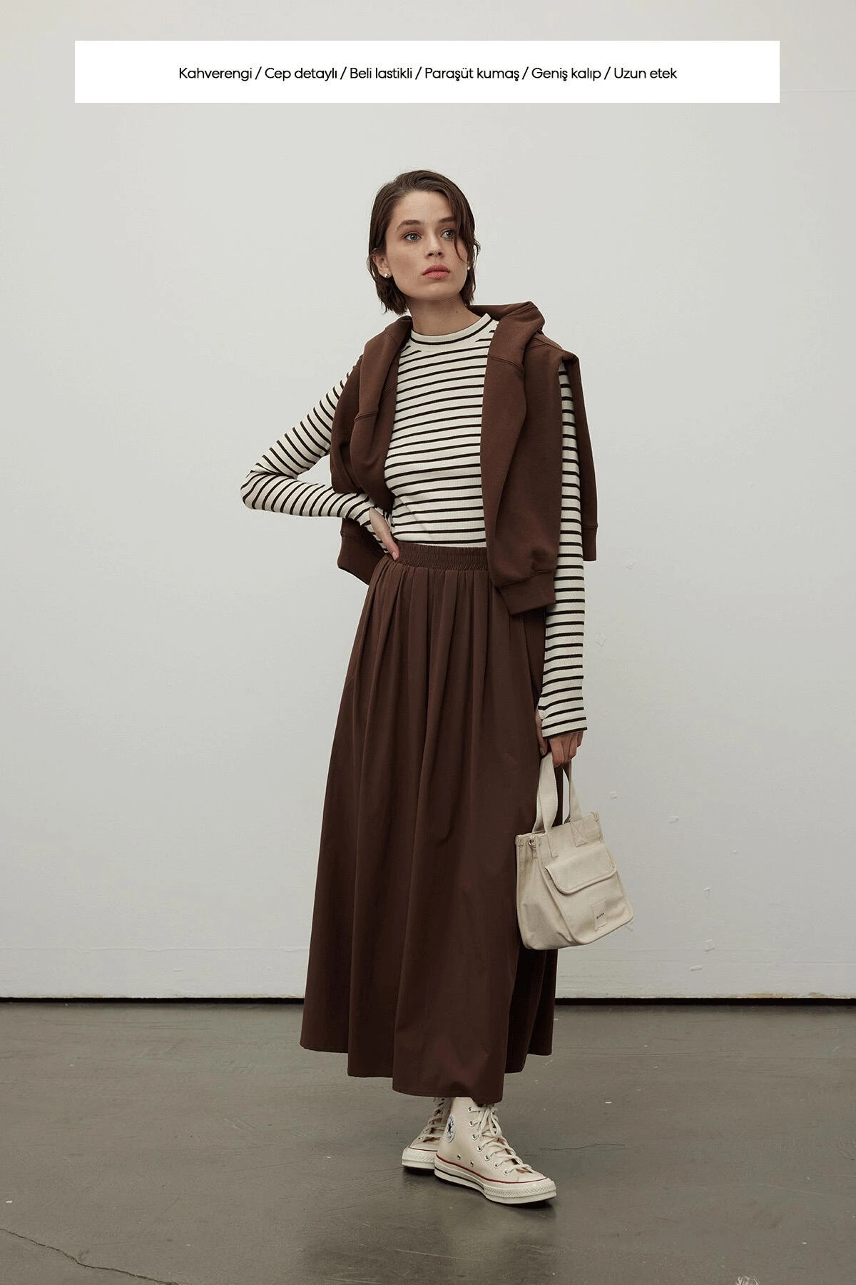 PLENTIFUL CUT COMFORTABLE SKIRT BROWN