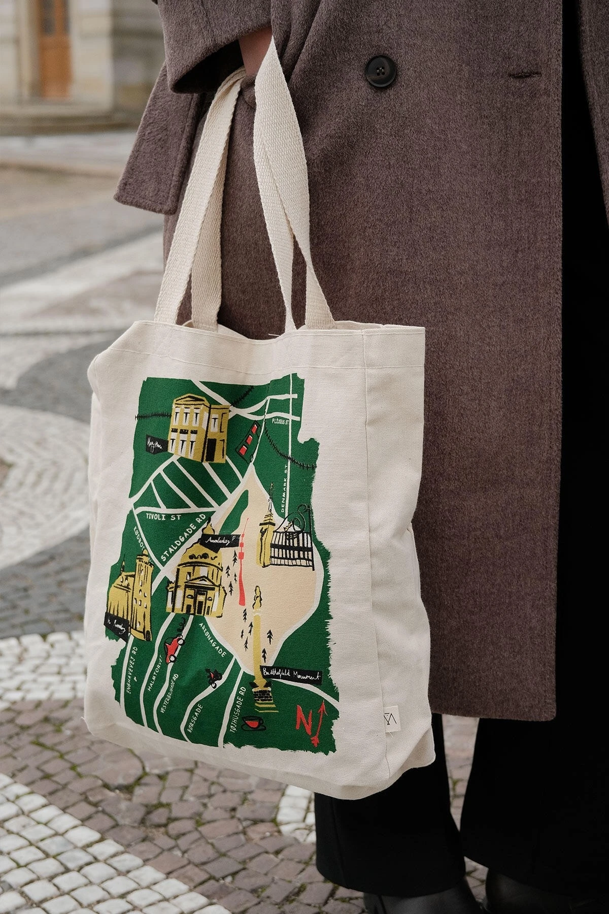 PRINTED BELLOWED CLOTH BAG KOPENHAG-MAP PRINTED BELLOWED CLOTH BAG KOPENHAG-MAP