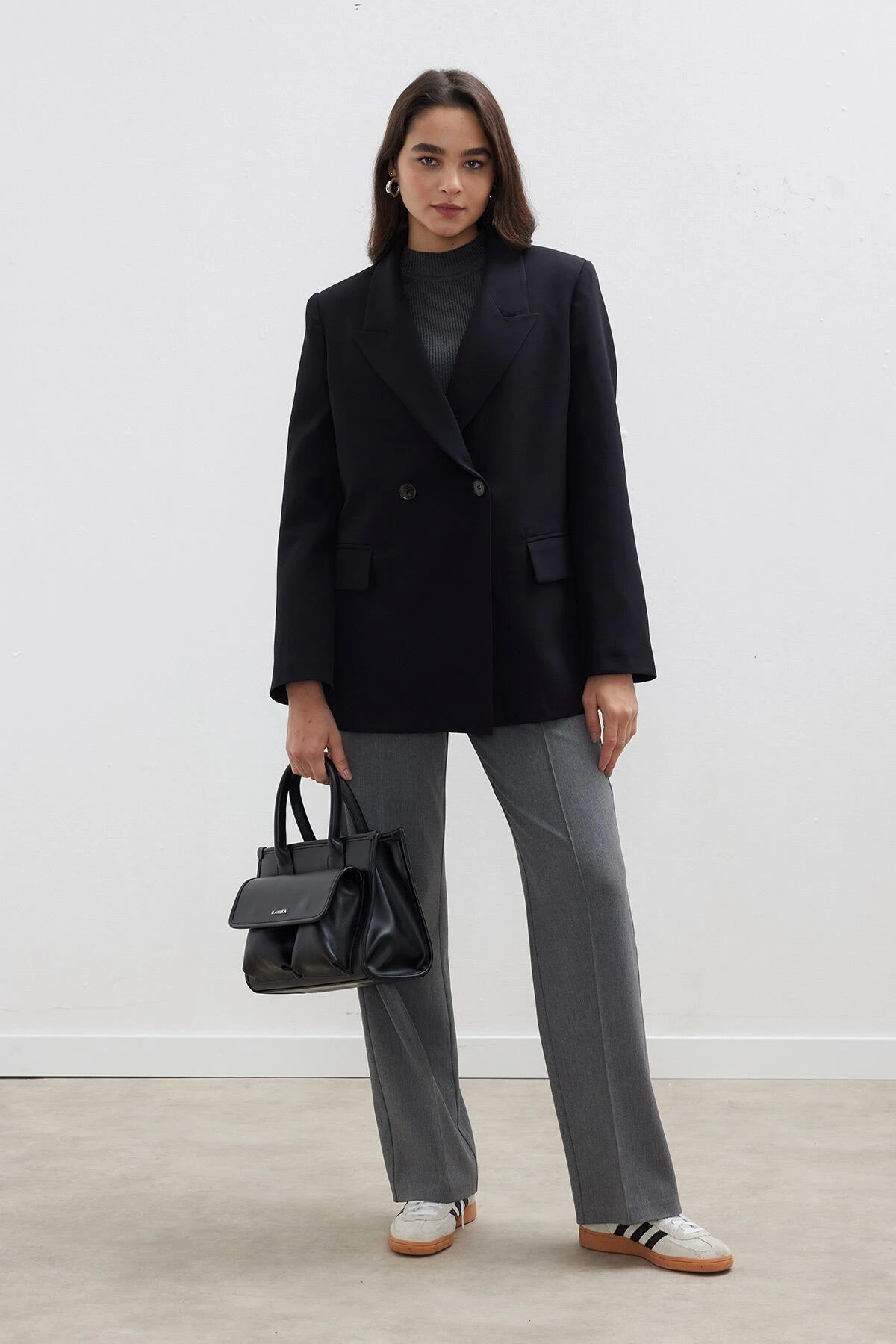 DOUBLE-BREASTED CLASSIC BLAZER JACKET BLACK