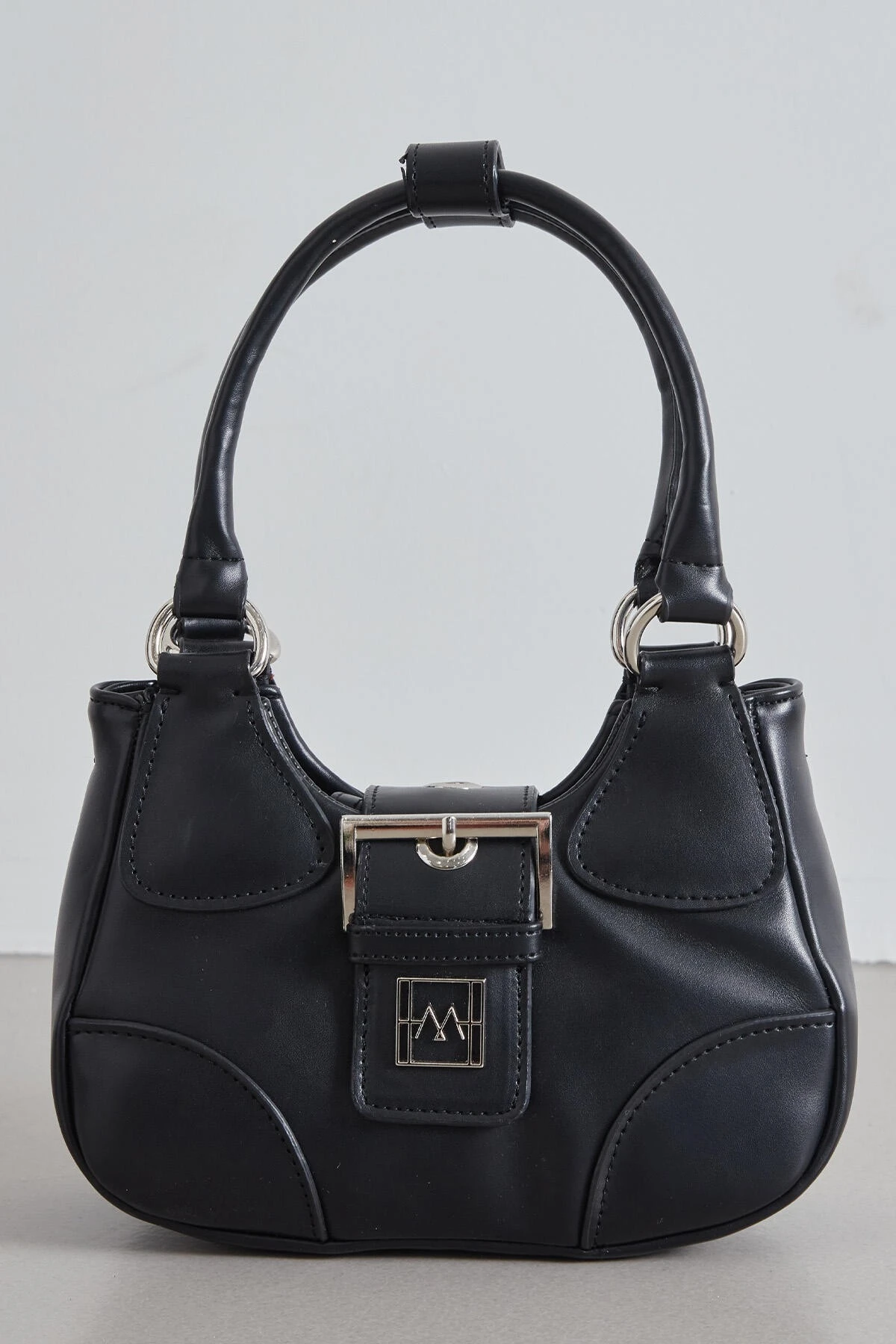 MINI BAG WITH METAL BUCKLE CLOSURE BLACK MINI BAG WITH METAL BUCKLE CLOSURE BLACK
