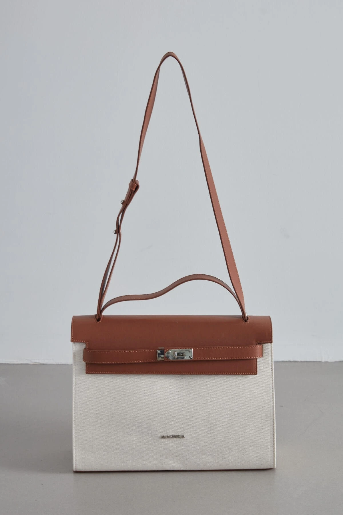 LEATHER DETAIL CANVAS BAG NATURAL