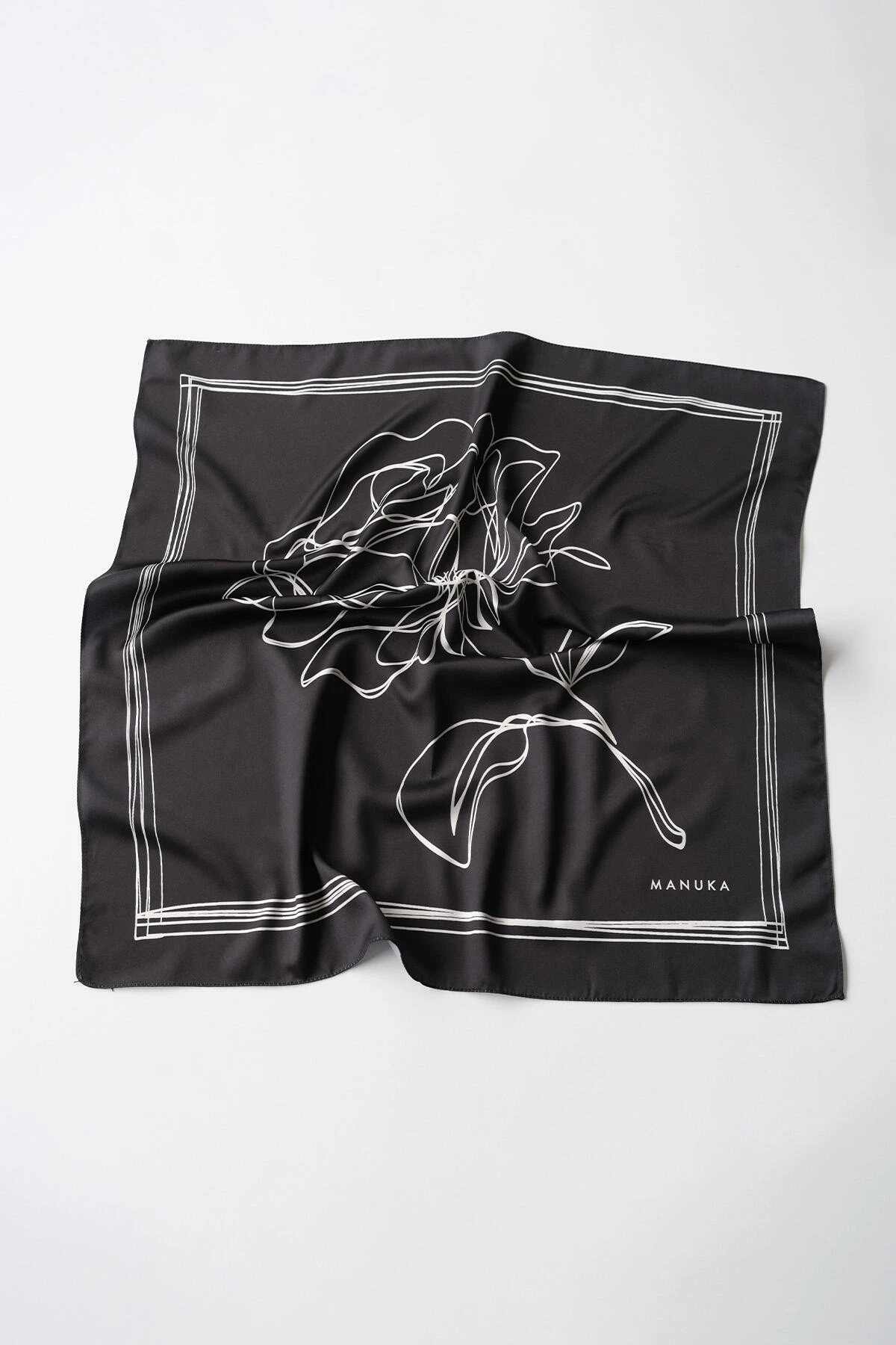 PATTERNED SATIN NECK SCARF ROSE BLACK PATTERNED SATIN NECK SCARF ROSE BLACK