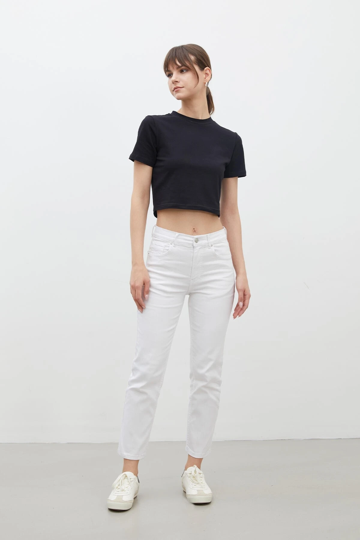 BOOTCUT FIT DENIM TROUSERS WHITE BOOTCUT FIT DENIM TROUSERS WHITE