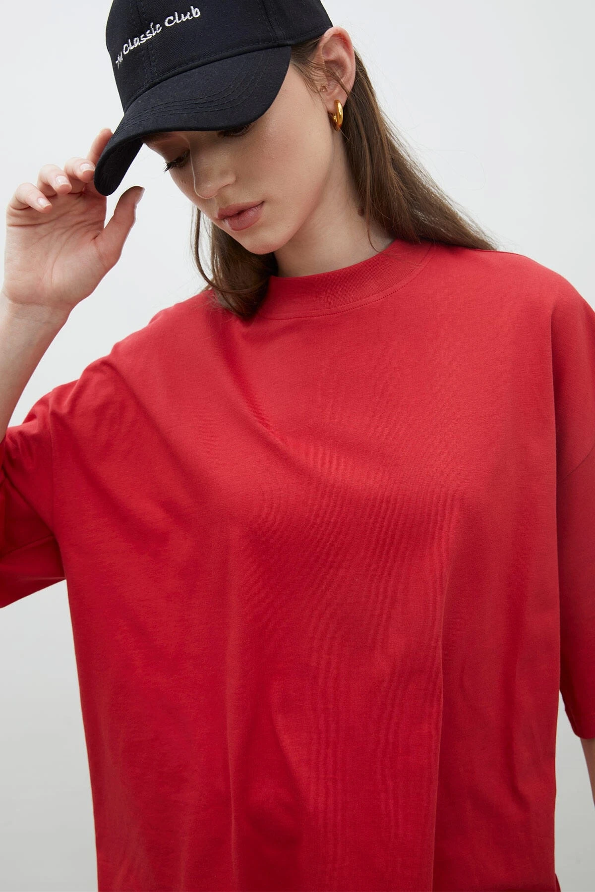 OVERSIZE COTTON SHORT SLEEVE TSHIRT RED OVERSIZE COTTON SHORT SLEEVE TSHIRT RED