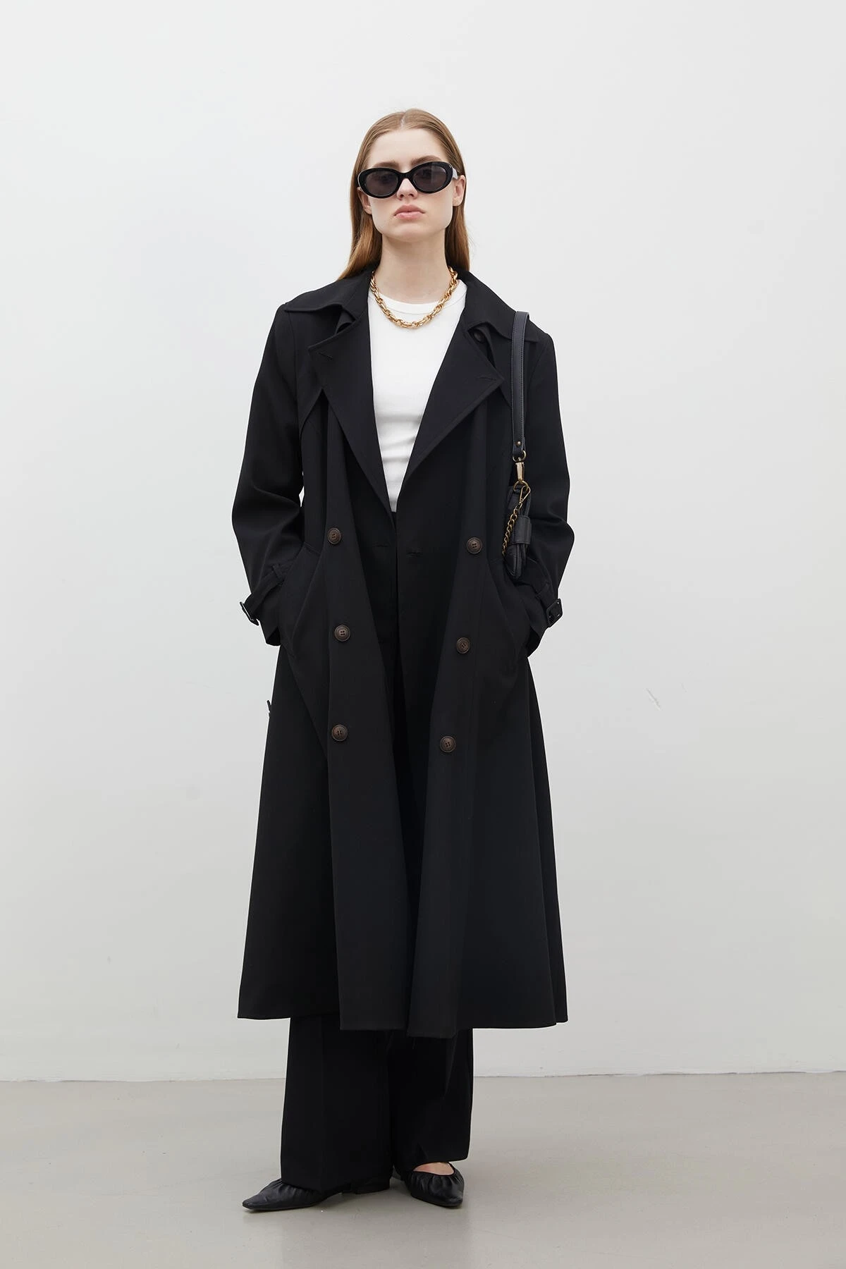PARIS OVERSIZE DOUBLE-BREASTED TRENCH COAT BLACK  PARIS OVERSIZE DOUBLE-BREASTED TRENCH COAT BLACK