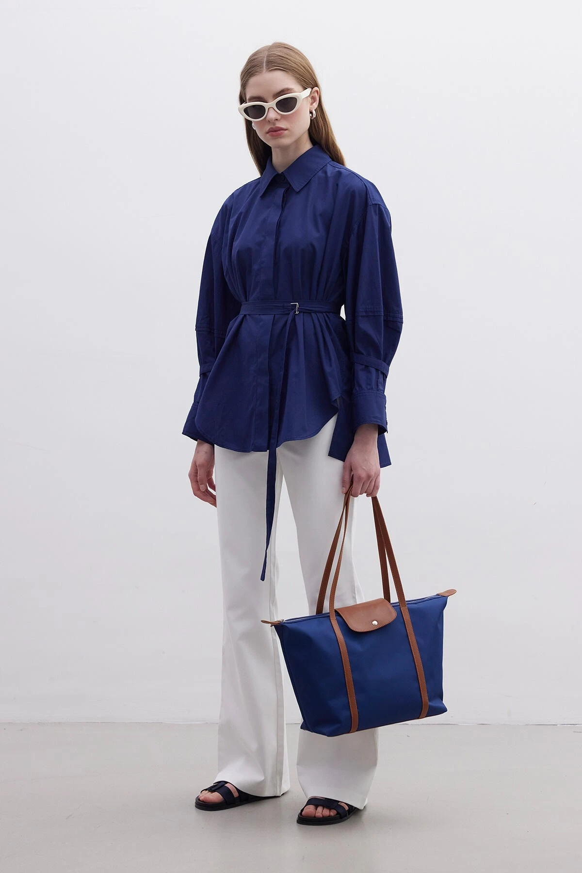 BELT DETAIL SHIRT NAVY BLUE BELT DETAIL SHIRT NAVY BLUE