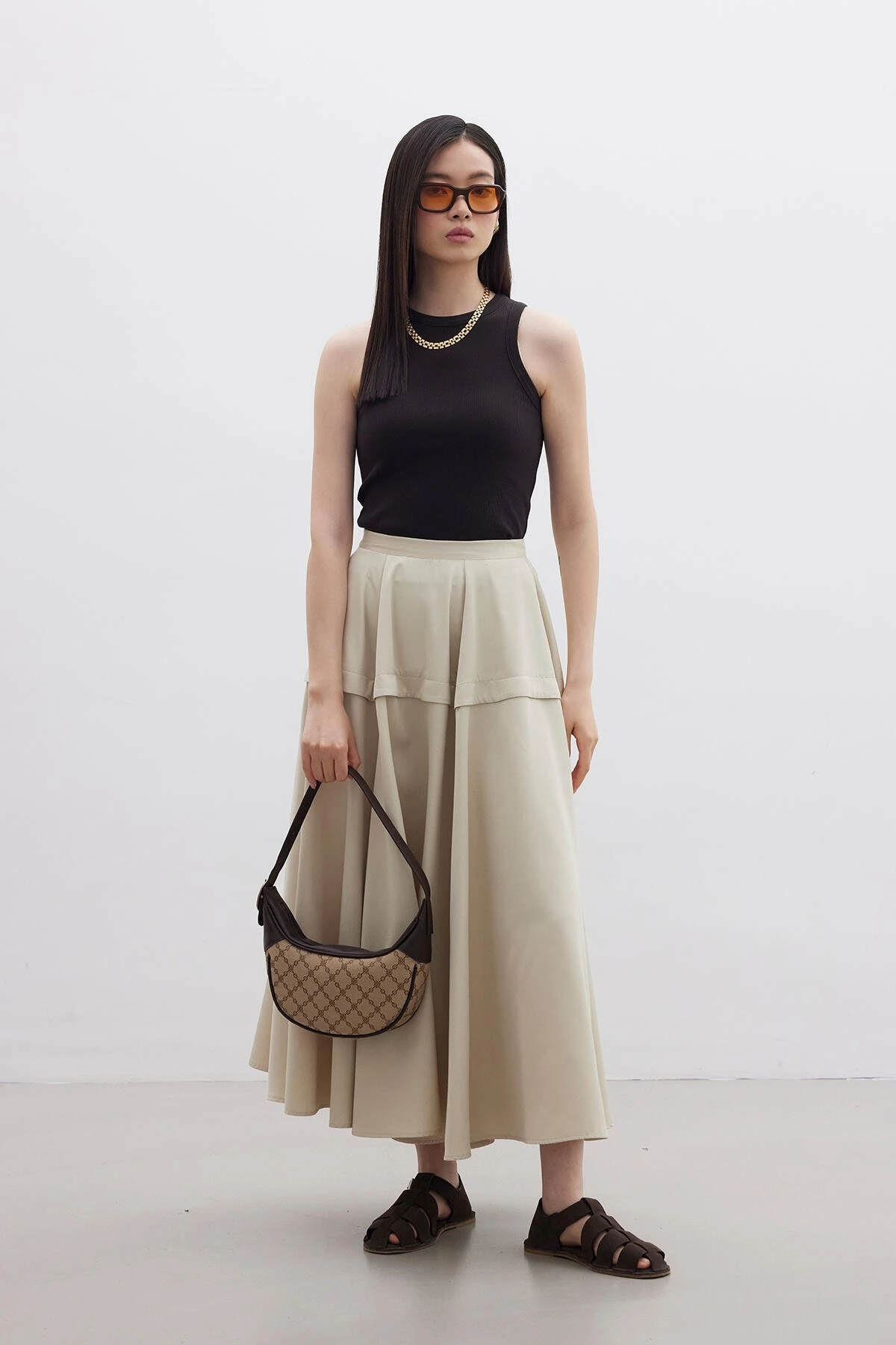 ROLLED DESIGN SKIRT BEIGE