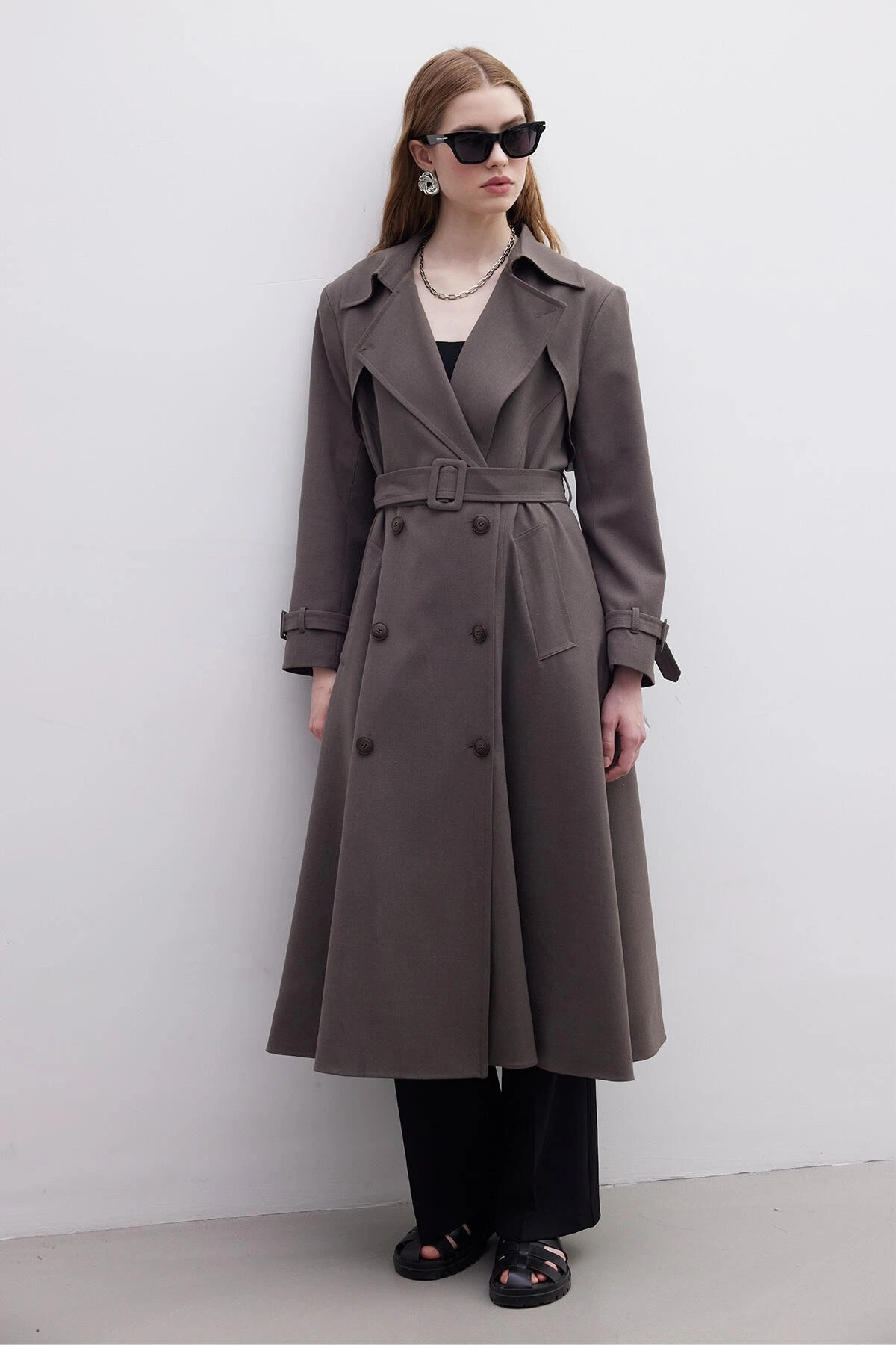 PARIS OVERSIZE DOUBLE BREASTED TRENCH COAT MINK 