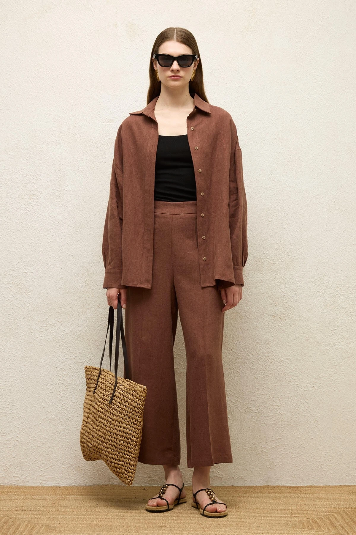 IRONED LINEN TROUSERS TREE BARK IRONED LINEN TROUSERS TREE BARK