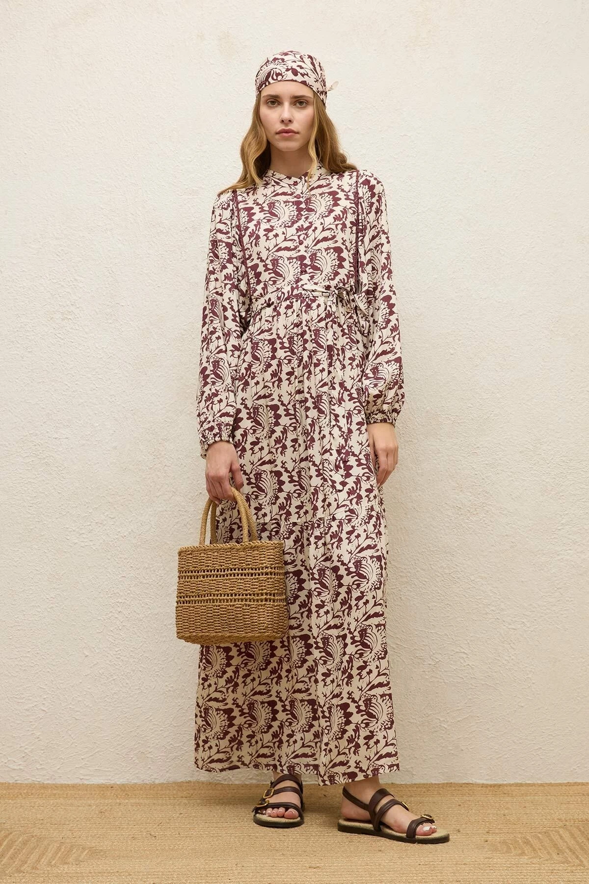 VİSKON BALON KOL ELBİSE SAGE VİSKON BALON KOL ELBİSE SAGE