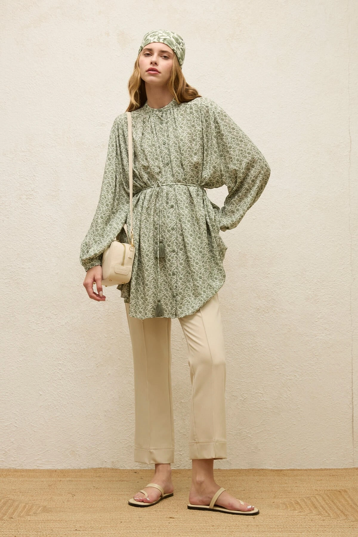 VİSKON DESENLİ TUNİK ROSE MINT