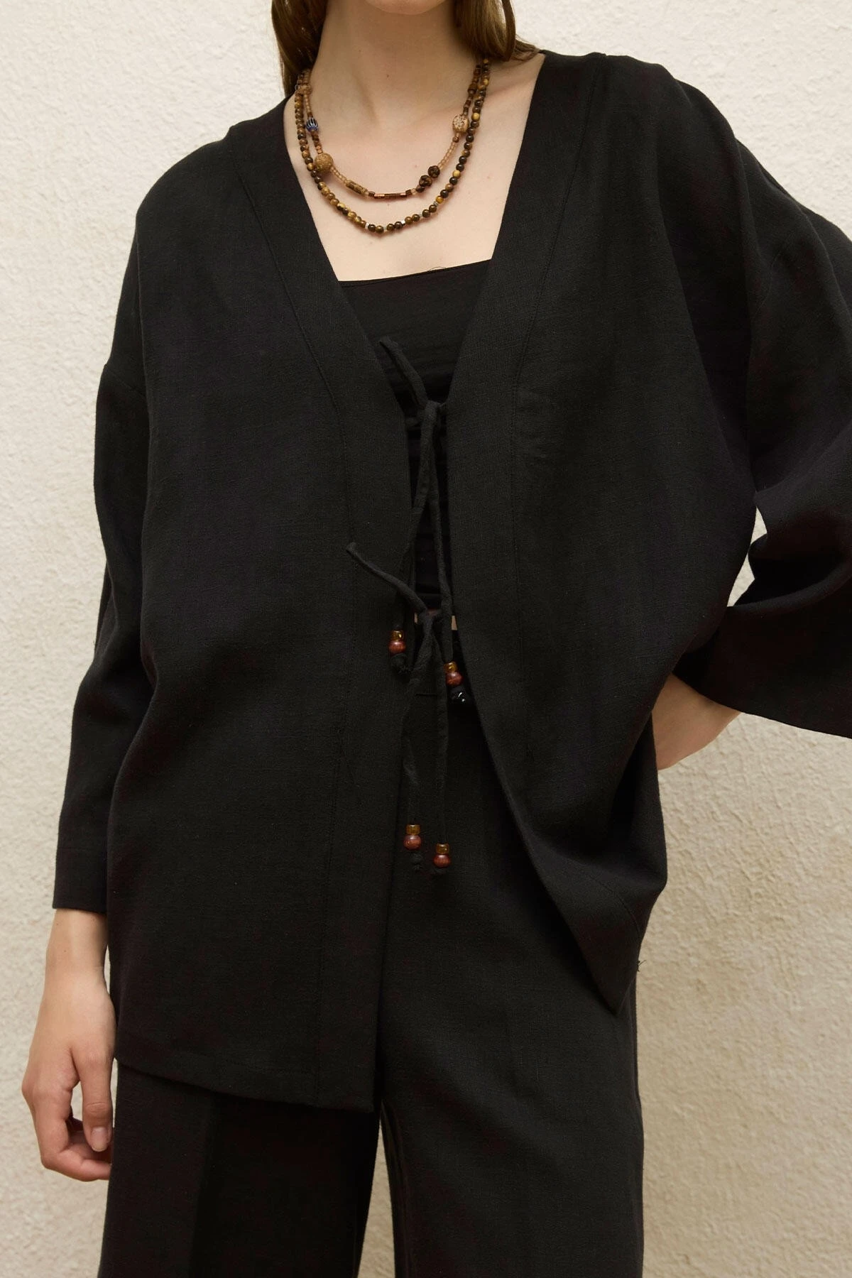 LINEN KIMONO BLACK LINEN KIMONO BLACK