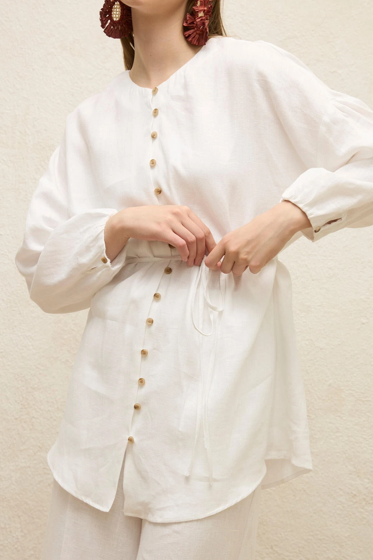 LINEN BALLOON SLEEVE SHIRT ECRU LINEN BALLOON SLEEVE SHIRT ECRU