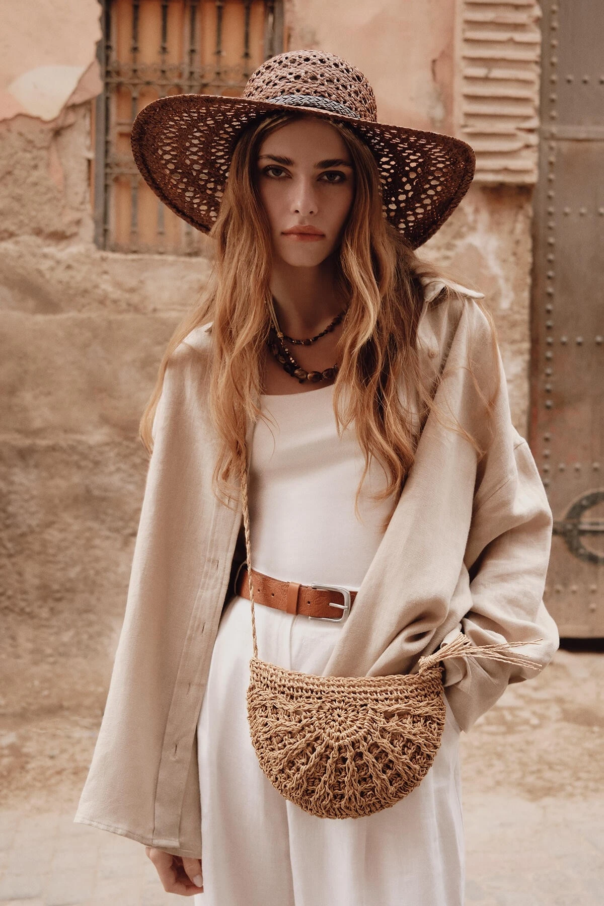 PATTERNED STRAW MINI BAG NATURAL