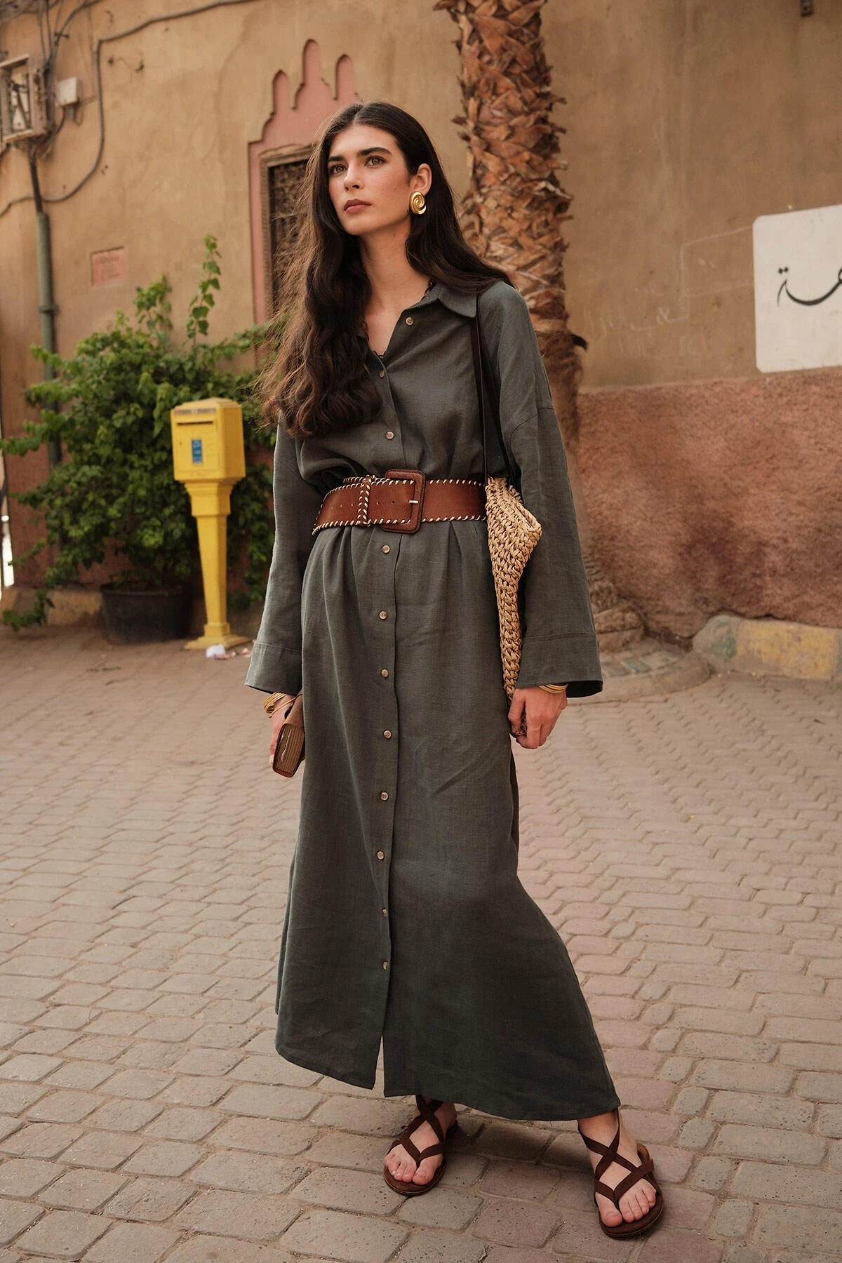 KETEN ELBİSE YEŞİL KETEN ELBİSE YEŞİL