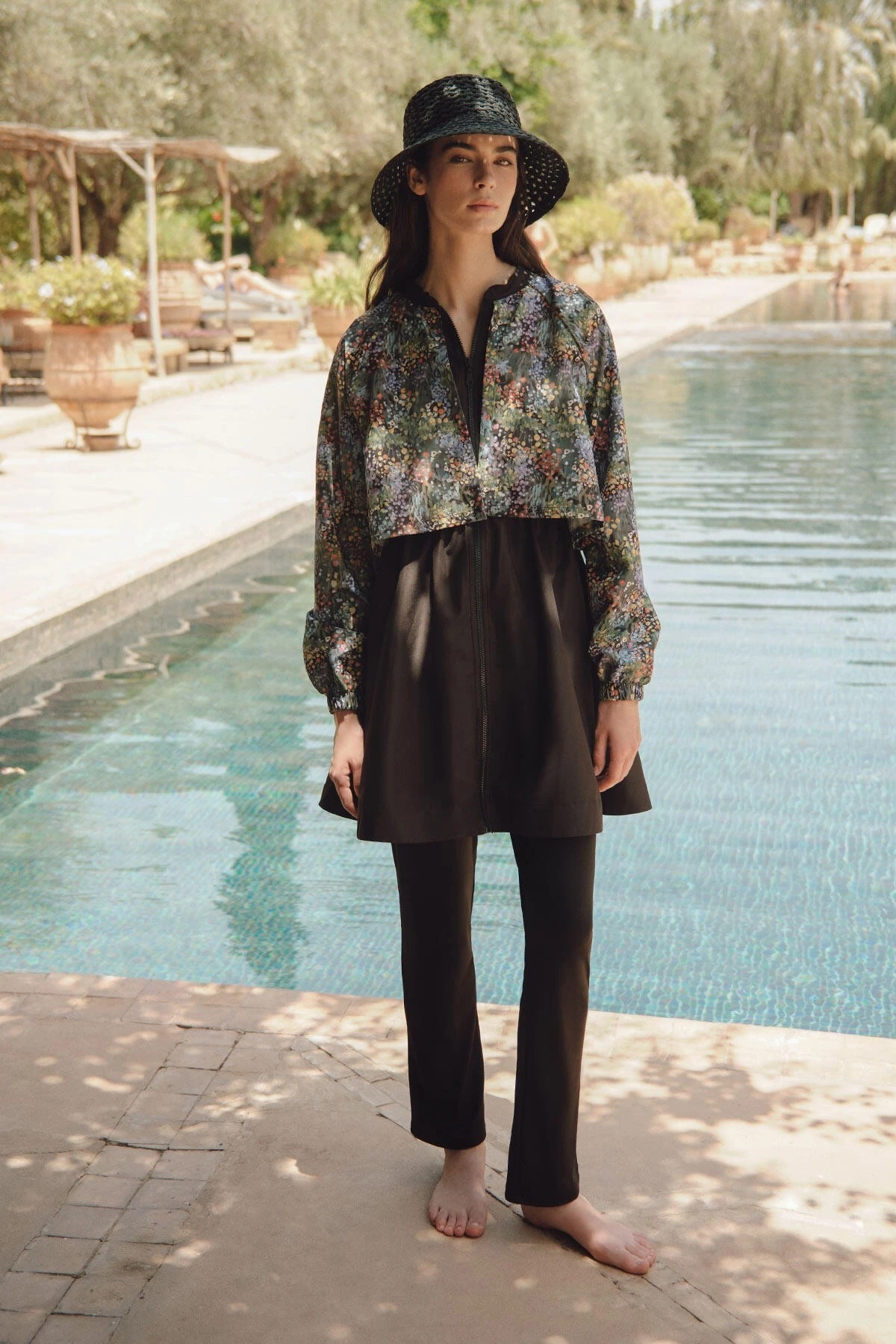 RÜZGARLIKLI 3'LÜ TESETTÜR MAYO TAKIMI TINY FLOWER