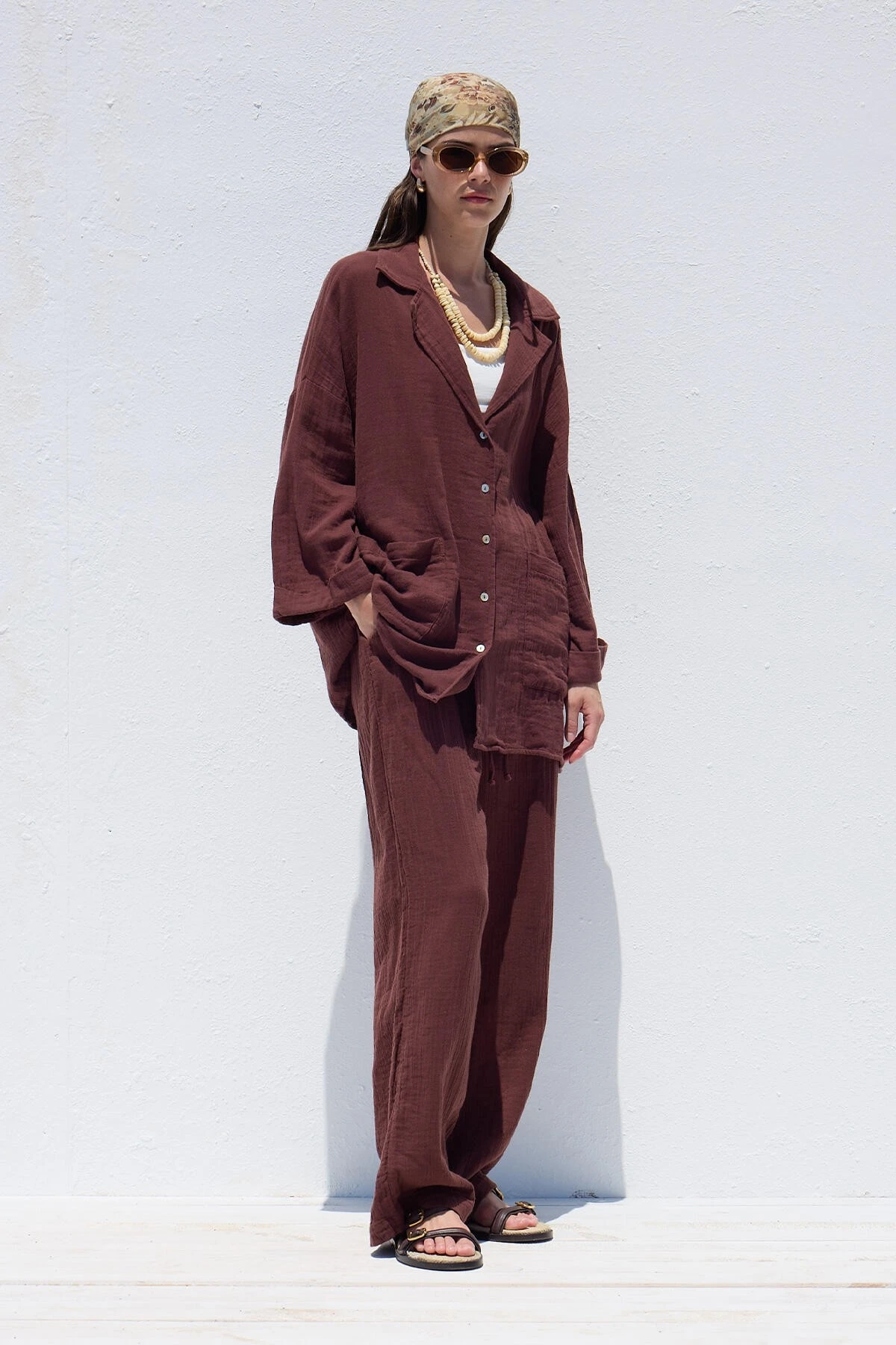 MUSLIN COZY TROUSERS CLARET RED MUSLIN COZY TROUSERS CLARET RED