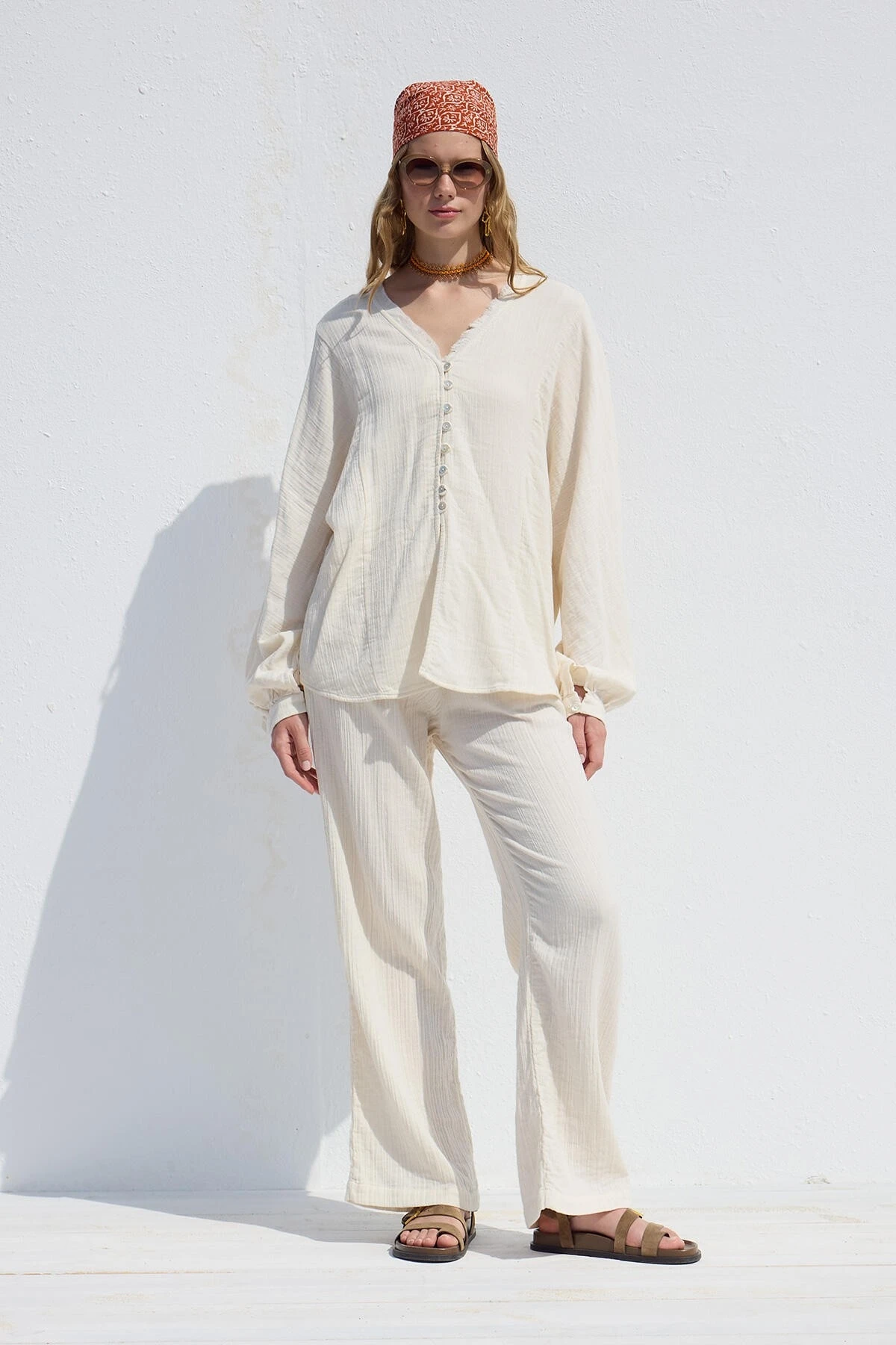 MUSLIN COZY TROUSERS ECRU