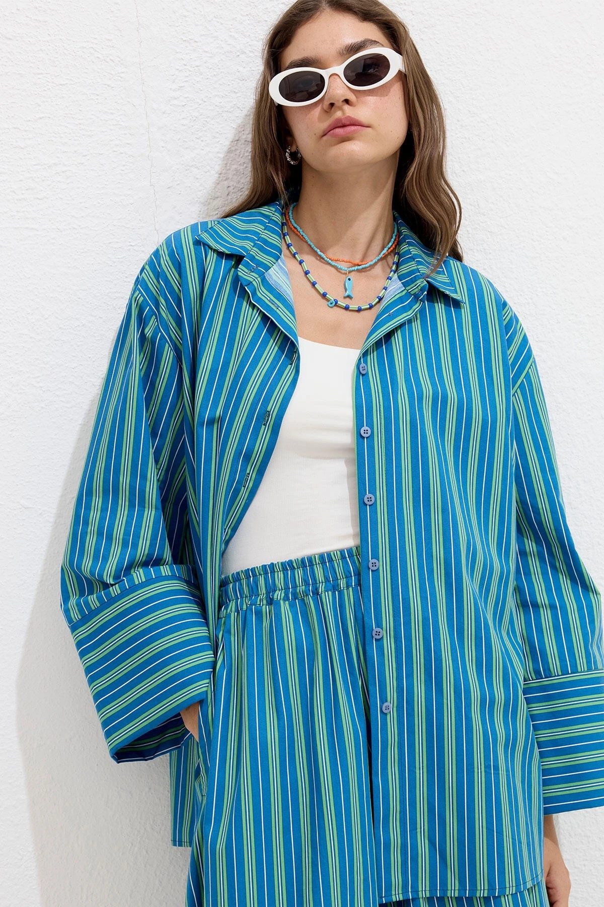 STRIPED COTTON SHIRT GREEN STRIPES STRIPED COTTON SHIRT GREEN STRIPES
