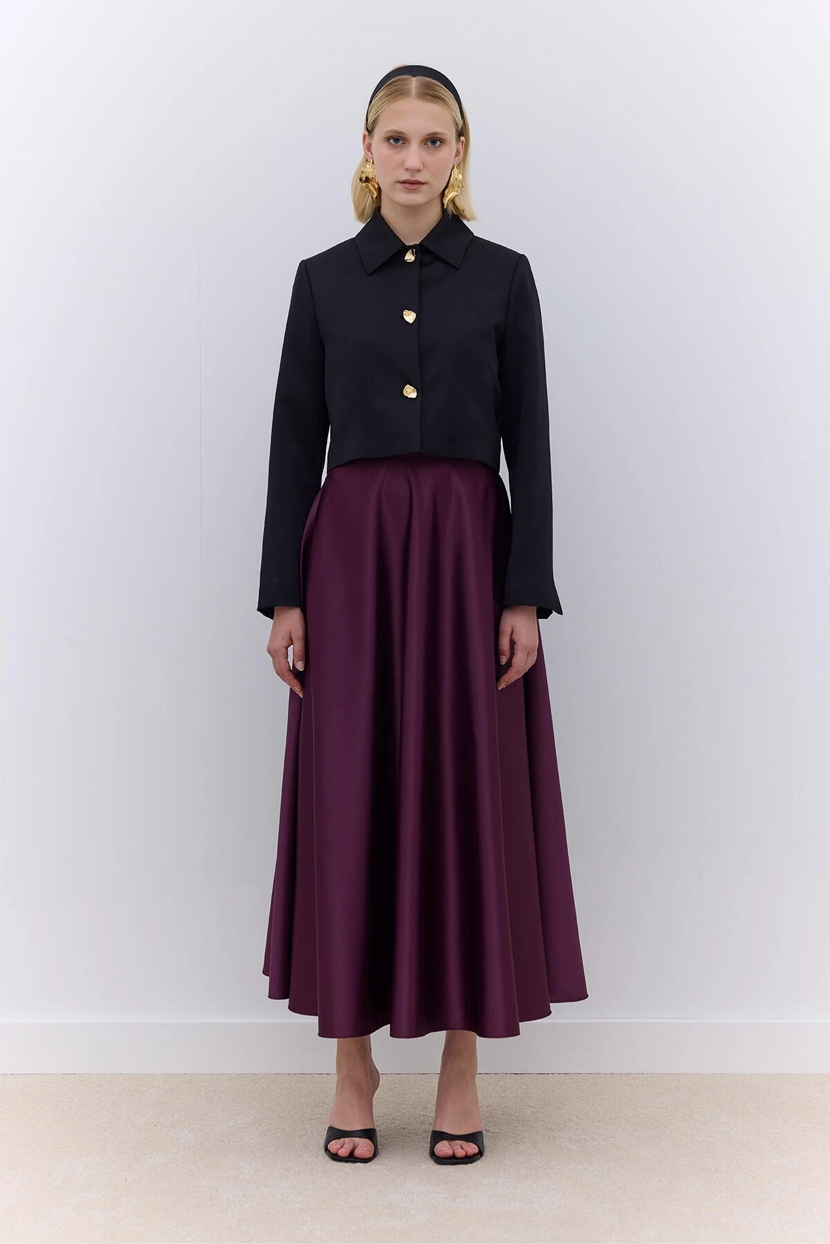 SATEN KLOŞ ABİYE ETEK BORDO