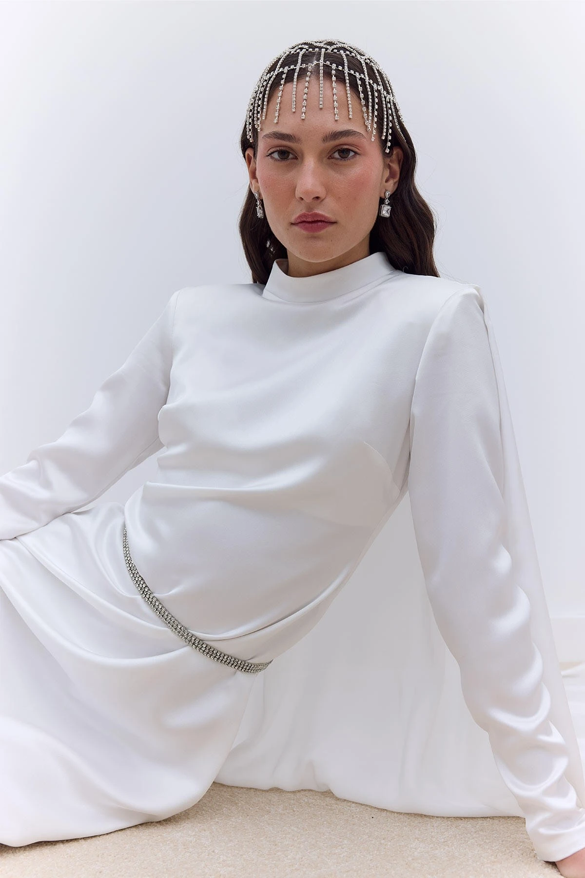 PELERİNLİ ABİYE ELBİSE EKRU PELERİNLİ ABİYE ELBİSE EKRU