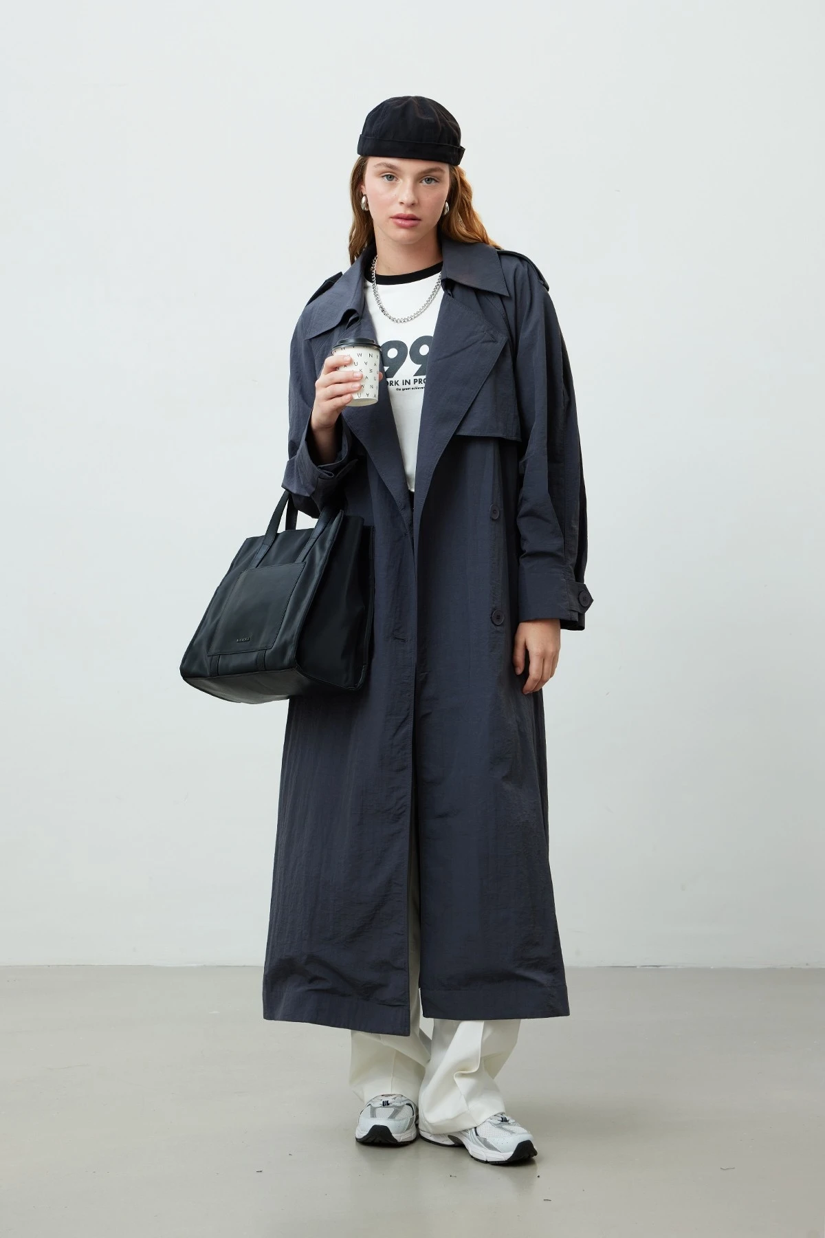 TECHNICAL FABRIC OVERSIZE TRENCH COAT ANTHRACITE TECHNICAL FABRIC OVERSIZE TRENCH COAT ANTHRACITE