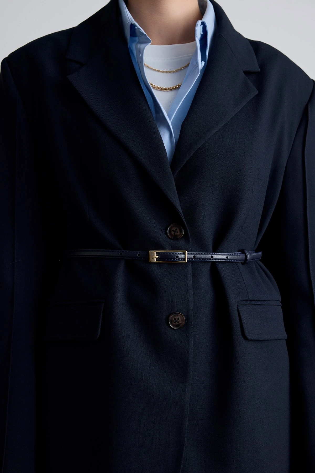 DİKDÖRTGEN TOKALI İNCE KEMER LACİVERT