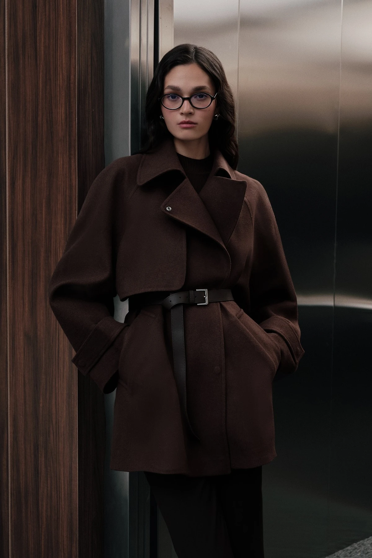 MARI DOUBLE TRENCH COAT BROWN MARI DOUBLE TRENCH COAT BROWN