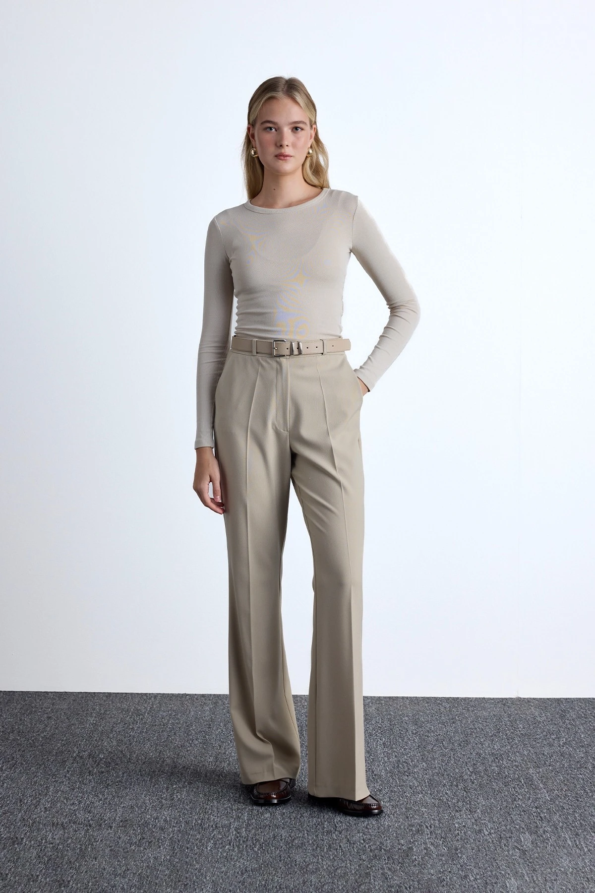 FLARE PAÇA KLASİK PANTOLON BEJ FLARE PAÇA KLASİK PANTOLON BEJ