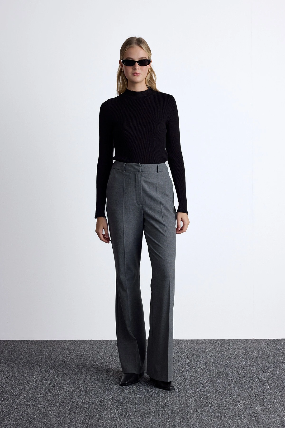 FLARE PAÇA KLASİK PANTOLON GRİ FLARE PAÇA KLASİK PANTOLON GRİ
