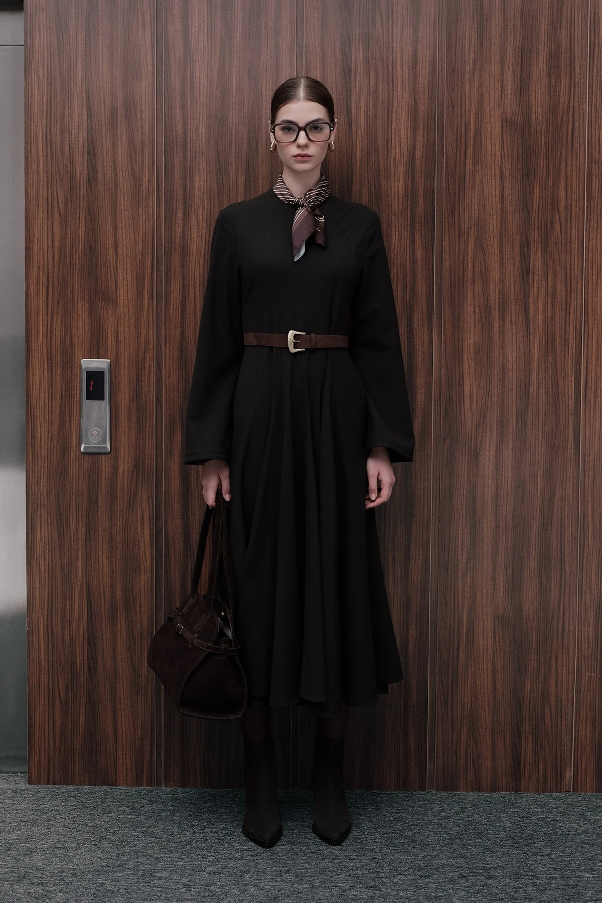 VOLANLI FİT UZUN ELBİSE ACI KAHVE VOLANLI FİT UZUN ELBİSE ACI KAHVE