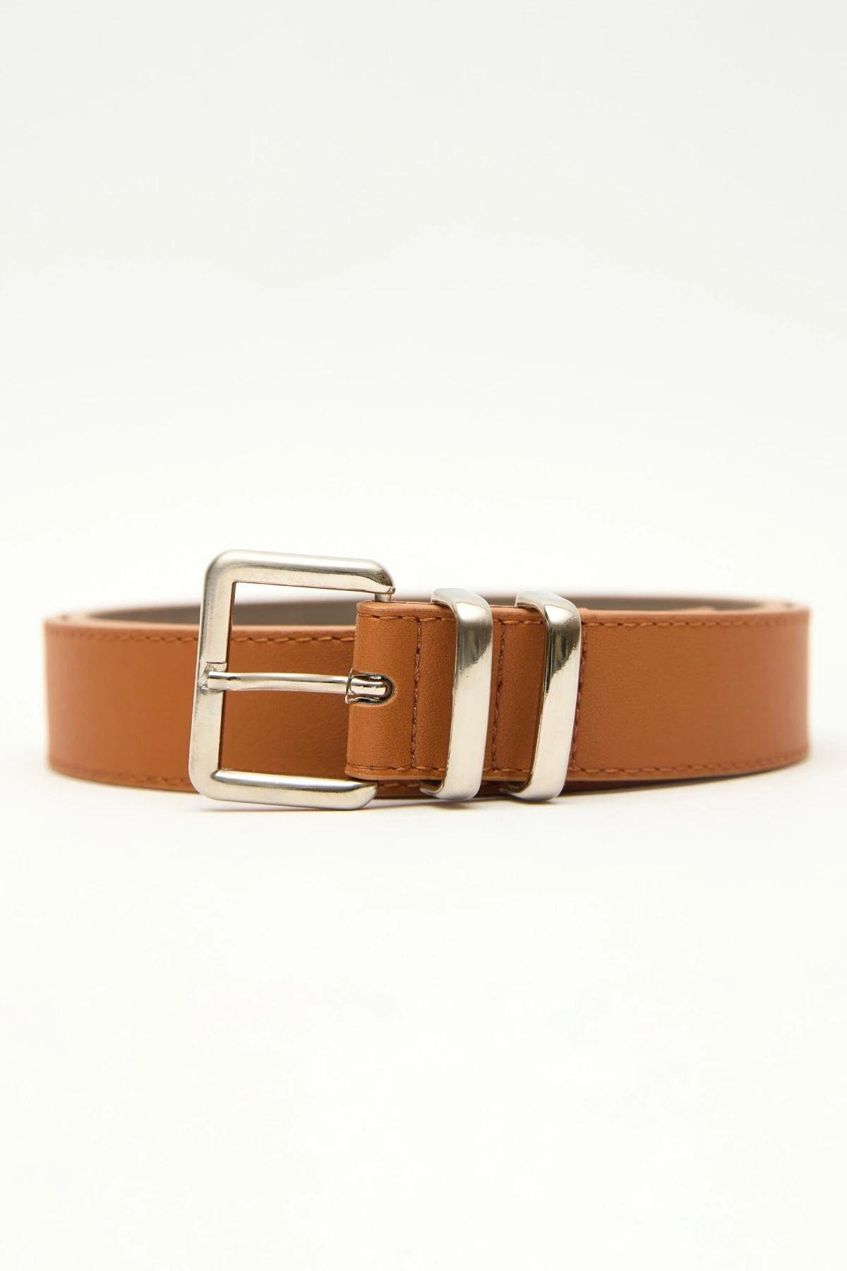 BASIC SQUARE BUCKLE LEATHER BELT CAMEL BASIC SQUARE BUCKLE LEATHER BELT CAMEL