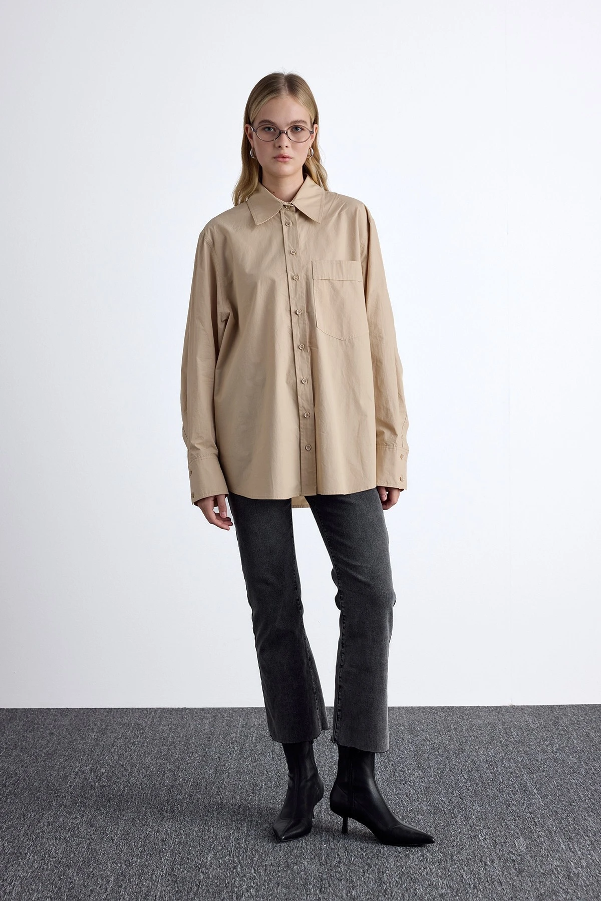 PİLE DETAYLI OVERSIZE GÖMLEK CAMEL PİLE DETAYLI OVERSIZE GÖMLEK CAMEL