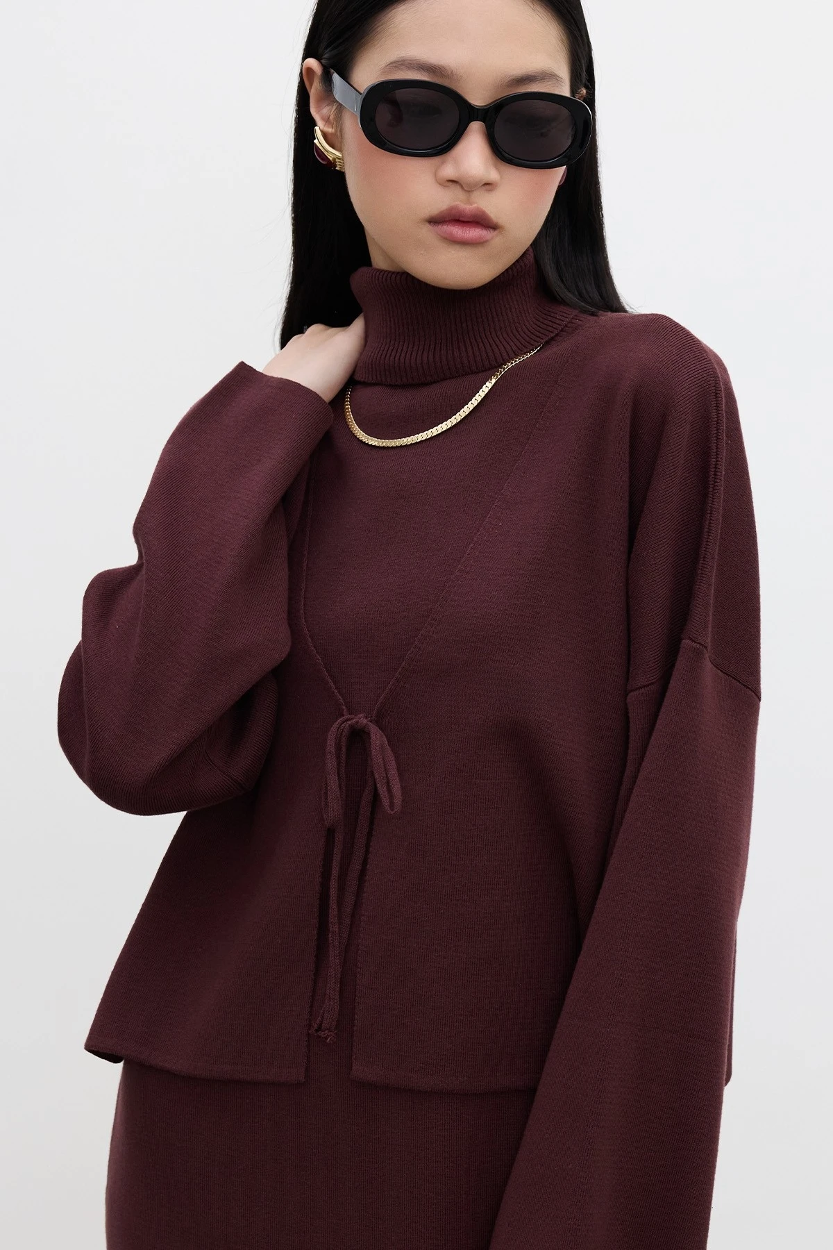 LACED KNITWEAR CARDIGAN CLARET RED LACED KNITWEAR CARDIGAN CLARET RED