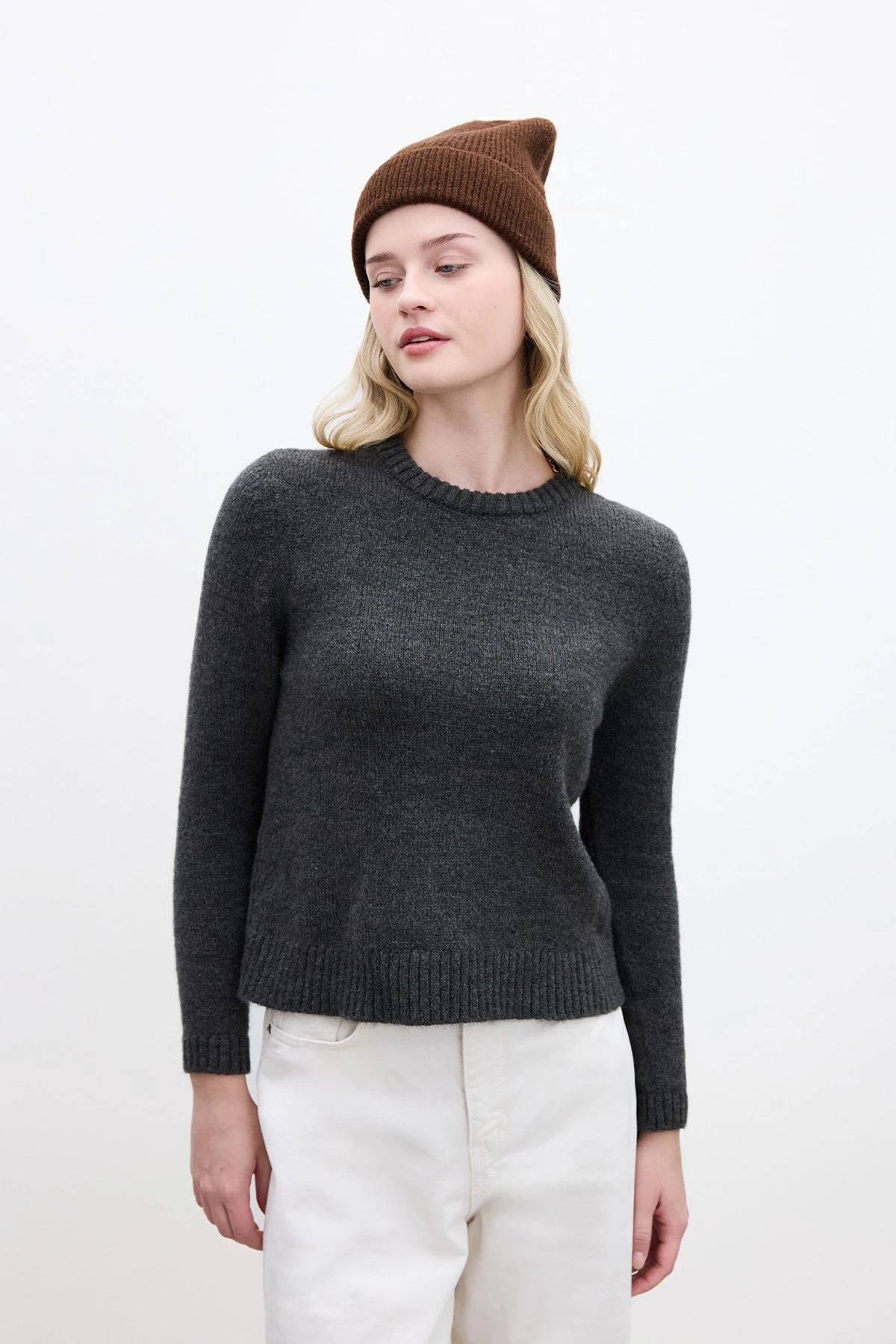 CREW NECK FIT KNITWEAR SWEATER ANTHRACITE