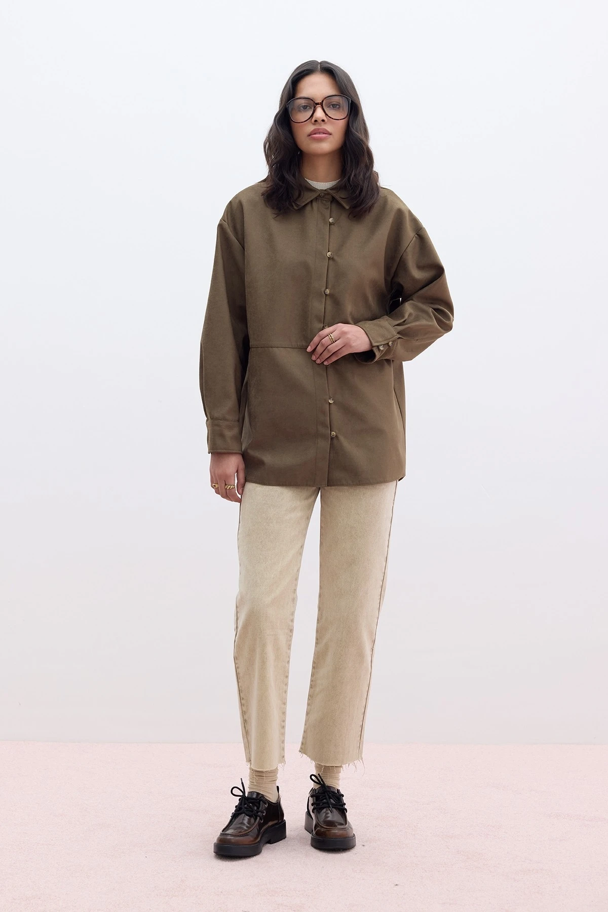 STRAIGHT HIGH WAIST DENIM PANTS CAMEL STRAIGHT HIGH WAIST DENIM PANTS CAMEL