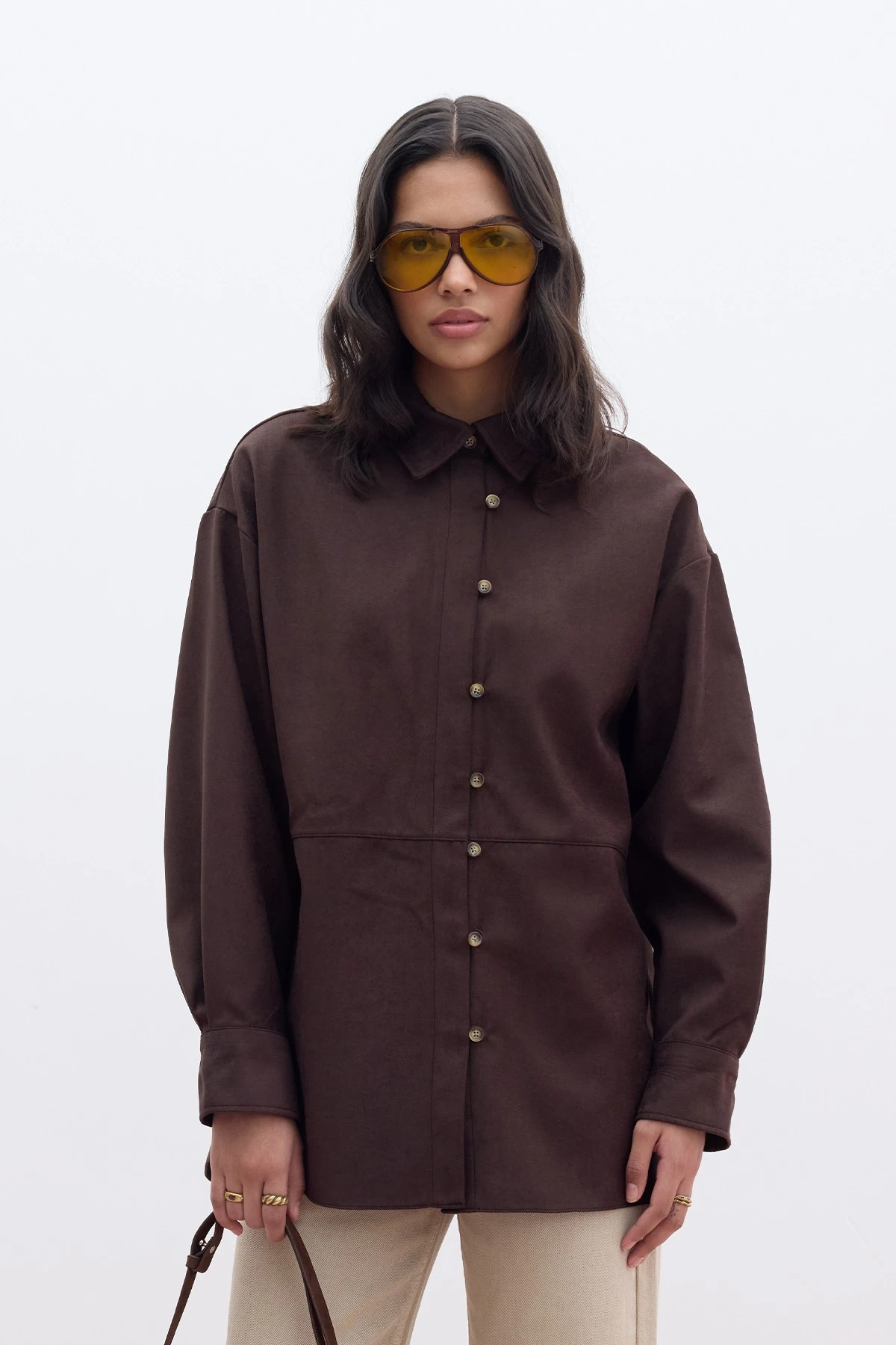ARTIFICIAL SUEDE SHIRT BITTER BROWN ARTIFICIAL SUEDE SHIRT BITTER BROWN