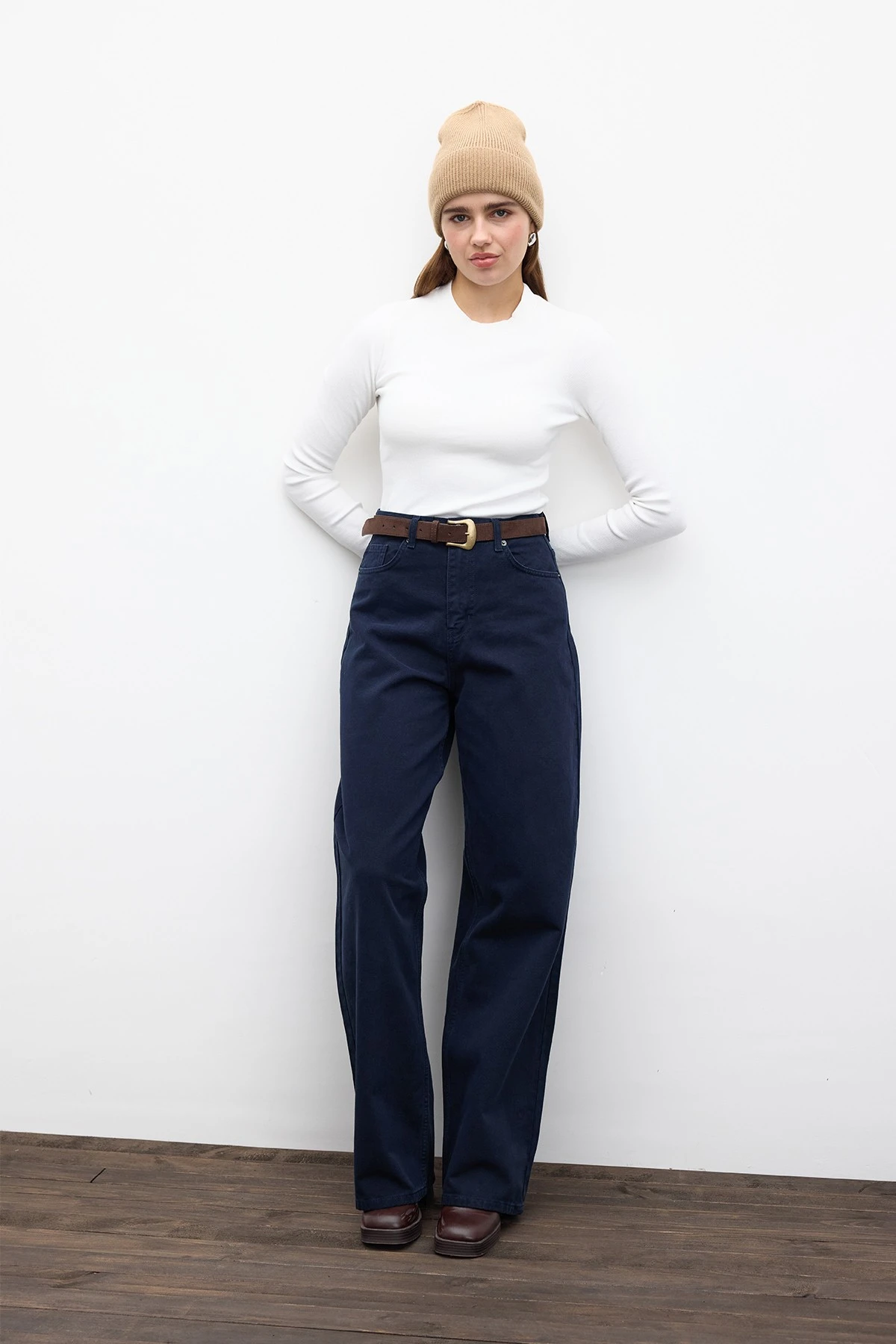 GABARDINE BAGGY TROUSERS NAVY BLUE GABARDINE BAGGY TROUSERS NAVY BLUE