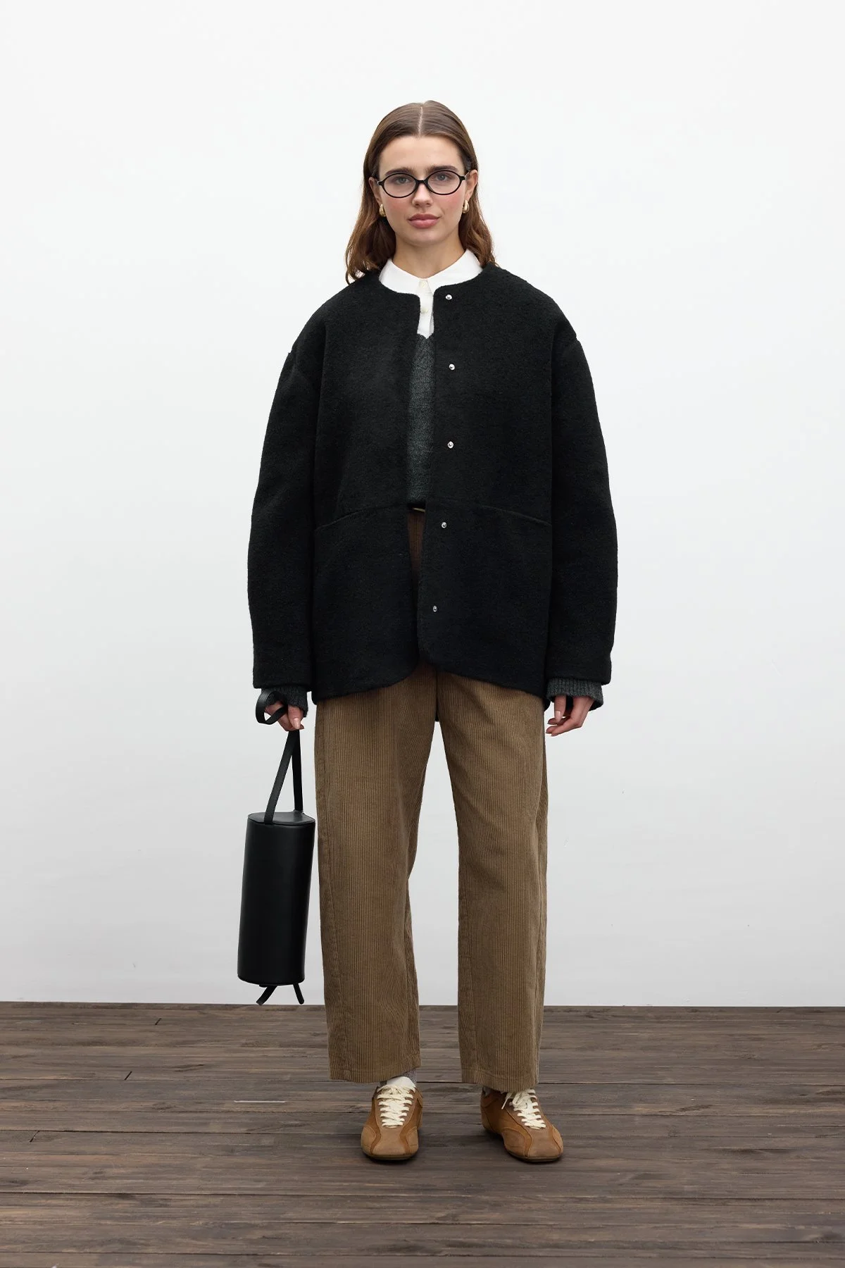 WOOL COAT WITH POCKETS BLACK WOOL COAT WITH POCKETS BLACK