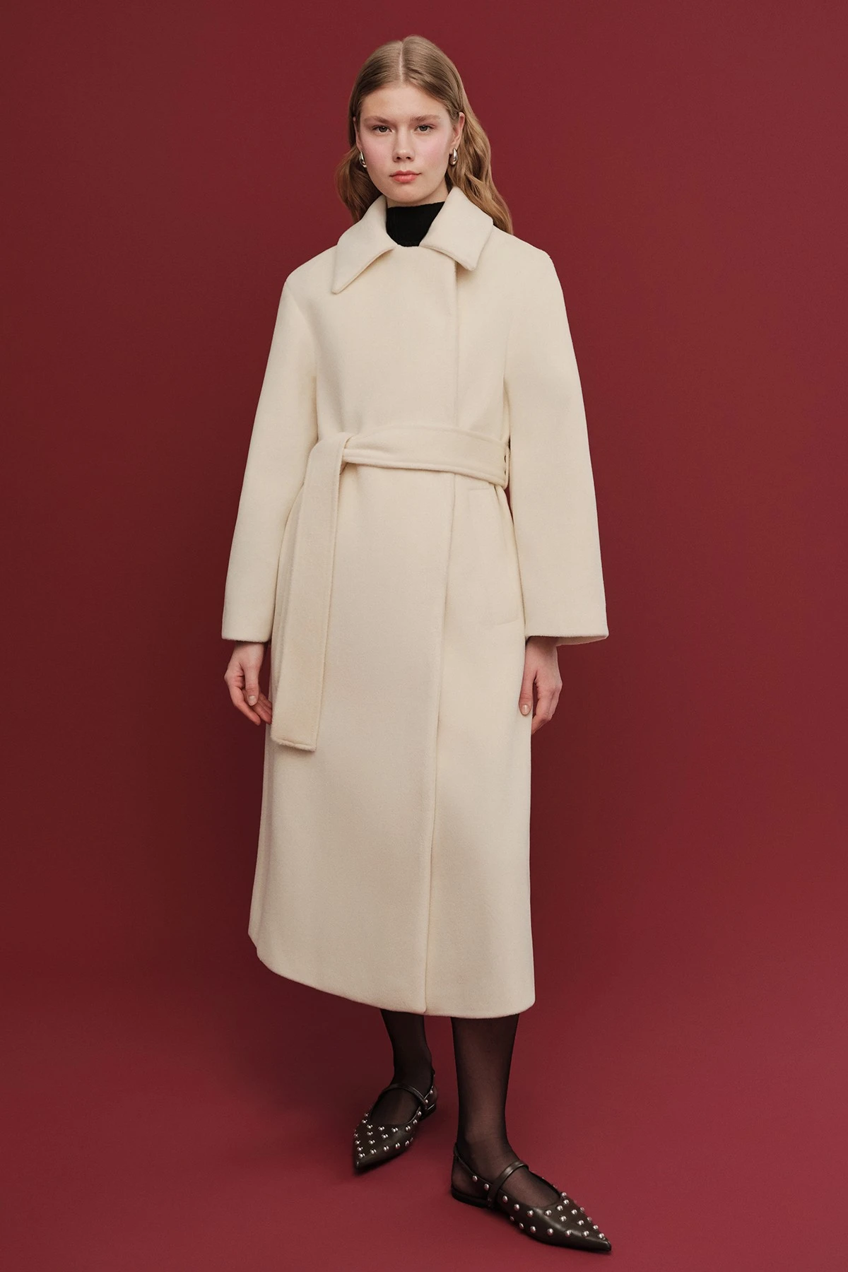 PLAIN CLOSURE WOOL COAT ECRU PLAIN CLOSURE WOOL COAT ECRU