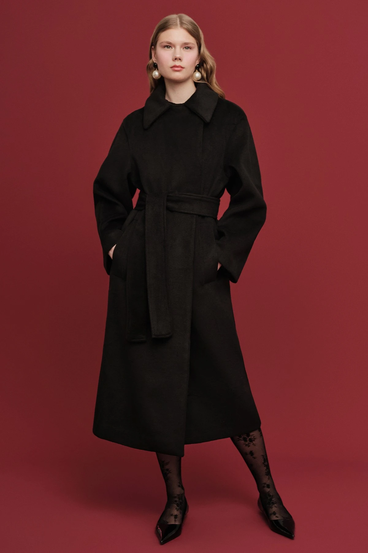 PLAIN CLOSURE WOOL COAT BLACK PLAIN CLOSURE WOOL COAT BLACK